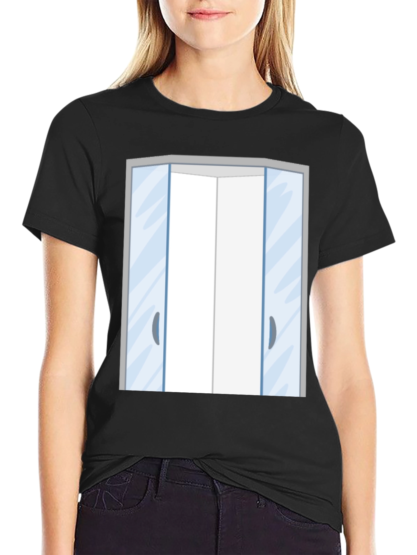 Black Elevator Doors Graphic T-Shirt - Black view 2