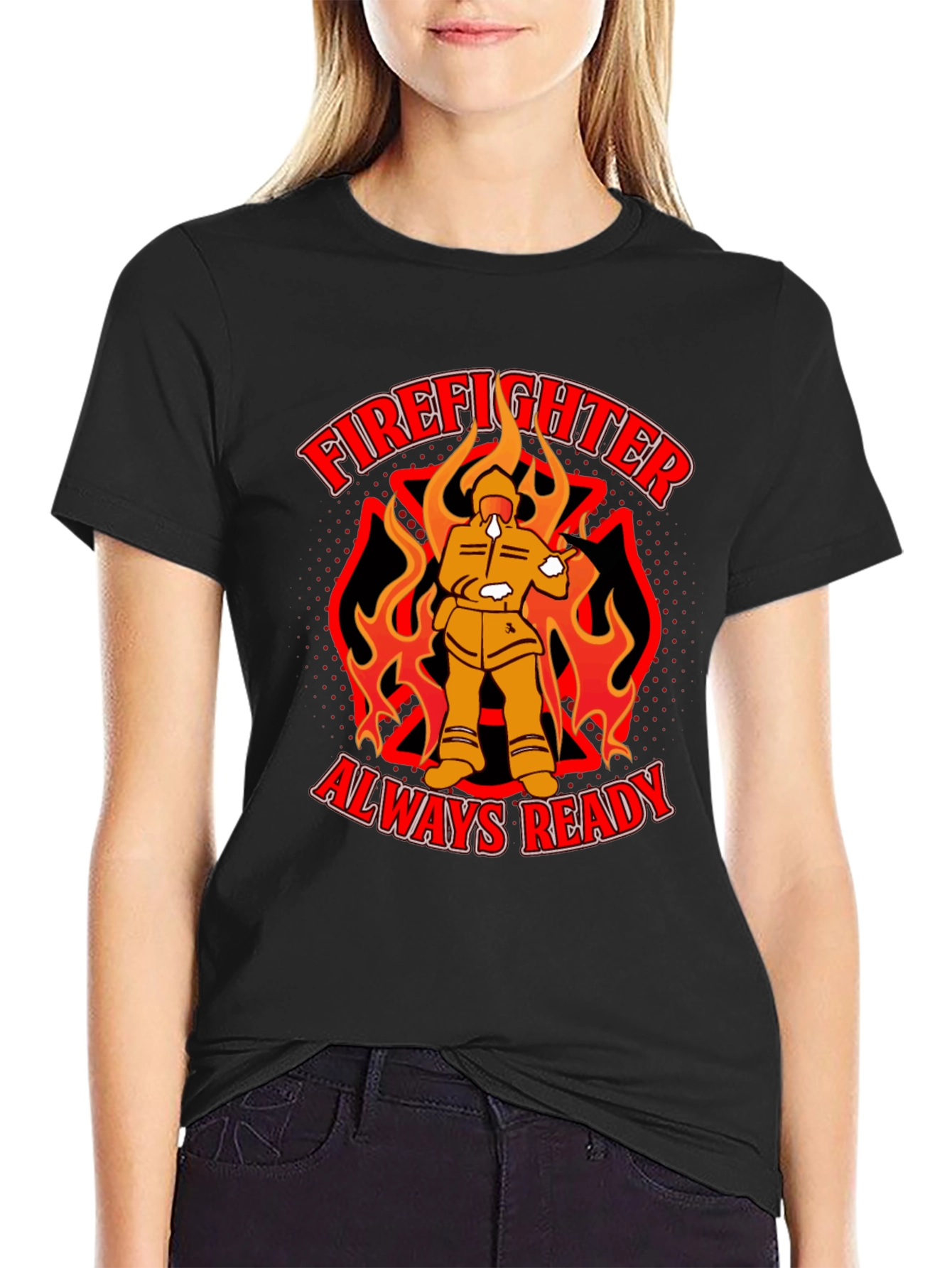Black Firefighter Always Ready Graphic T-Shirt view 2