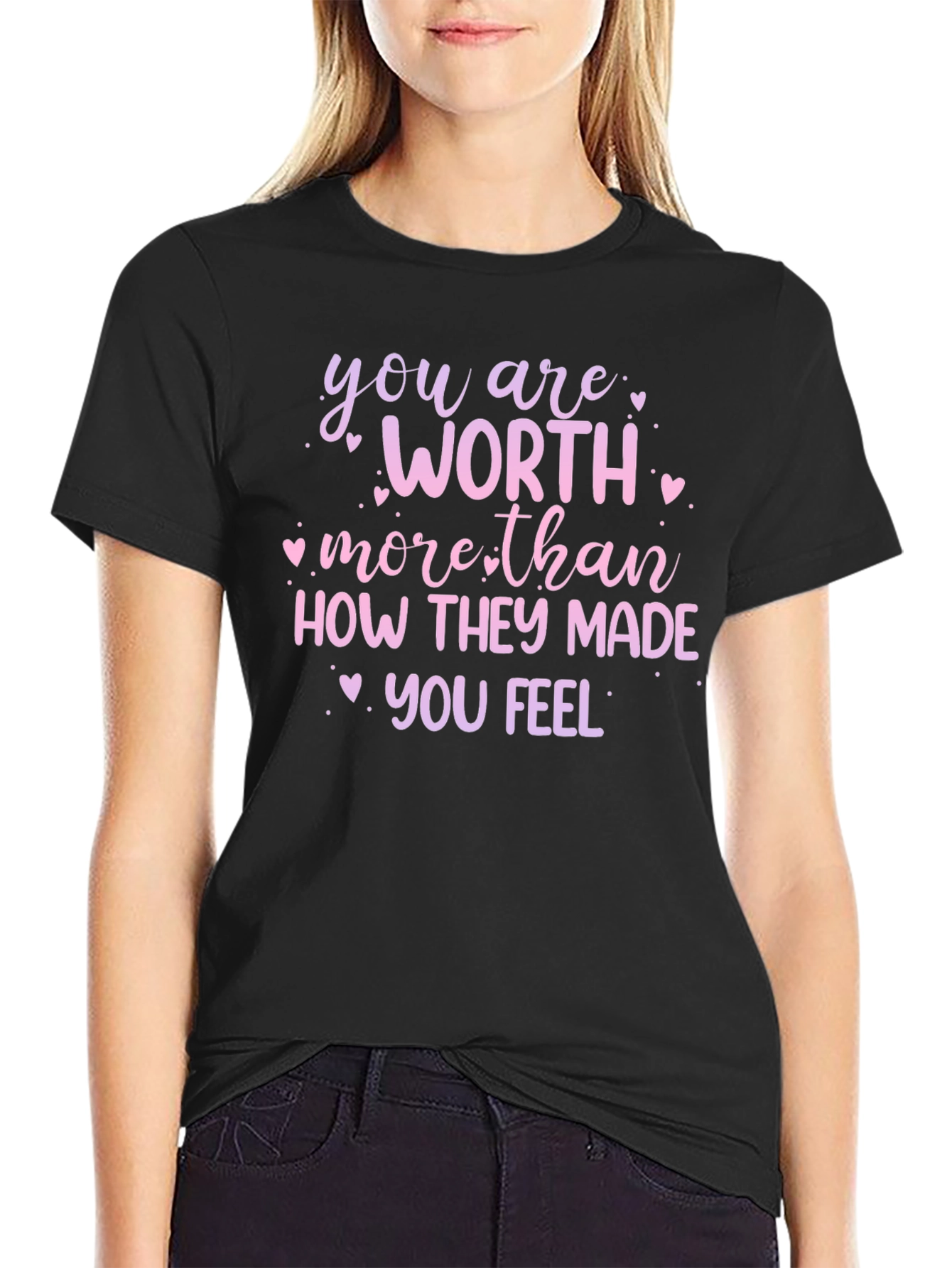 Black Worth More Than T-Shirt - Inspirational Quote view 2