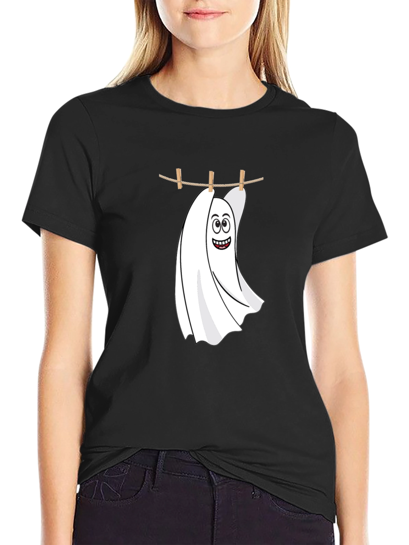 Black Funny Ghost Laundry T-Shirt - Spooky & Stylish view 2