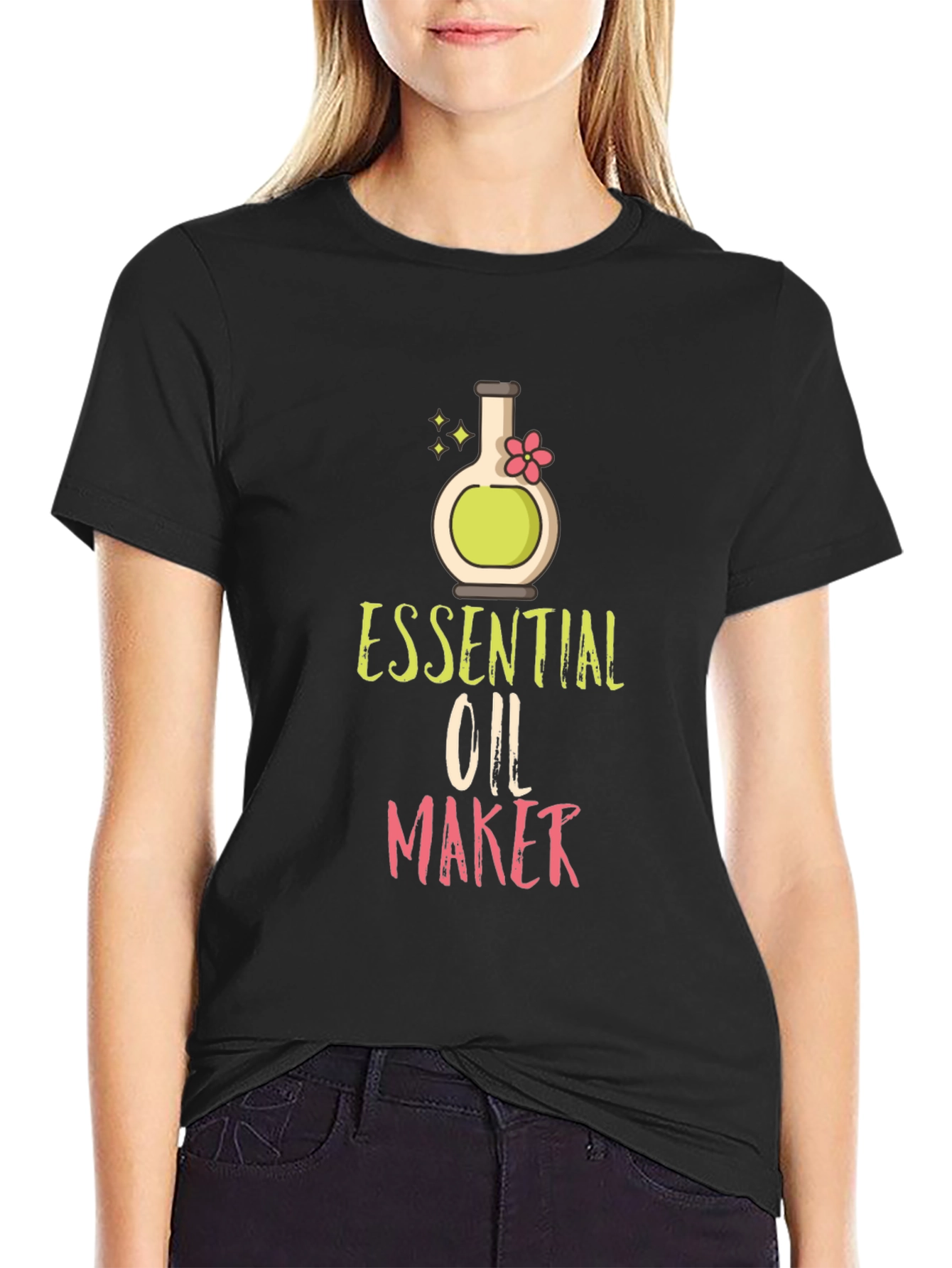 Black Essential Oil Maker T-Shirt - Black Cotton Blend view 2
