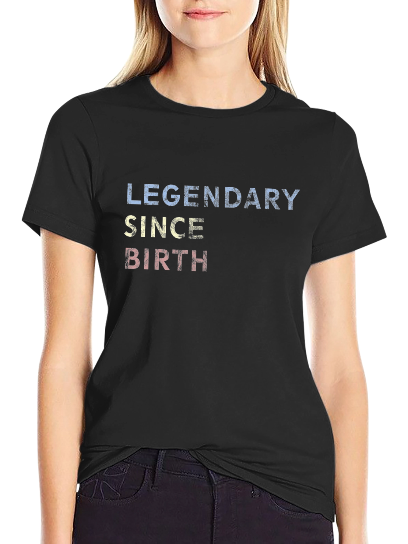 Black Legendary Since Birth Graphic Tee - Black Cotton Blend view 2