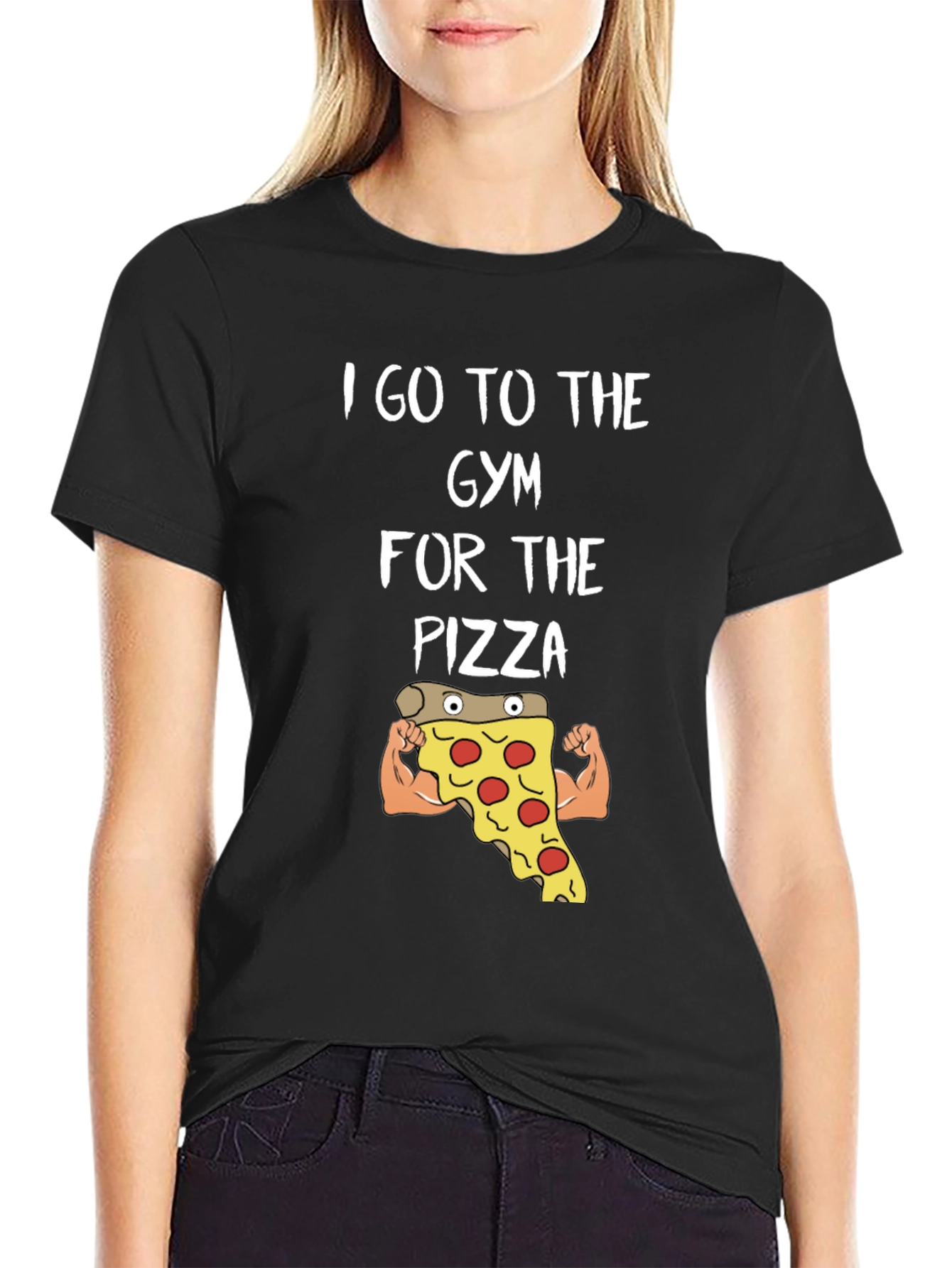 Black Gym Pizza T-Shirt - Funny Workout Tee view 2