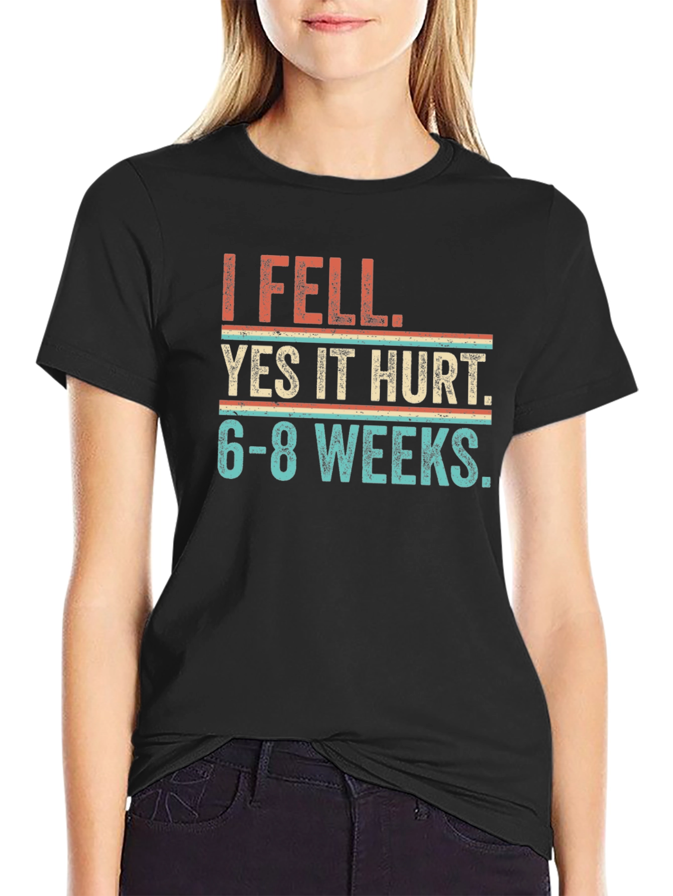 Black I Fell Yes It Hurt Graphic Tee view 2