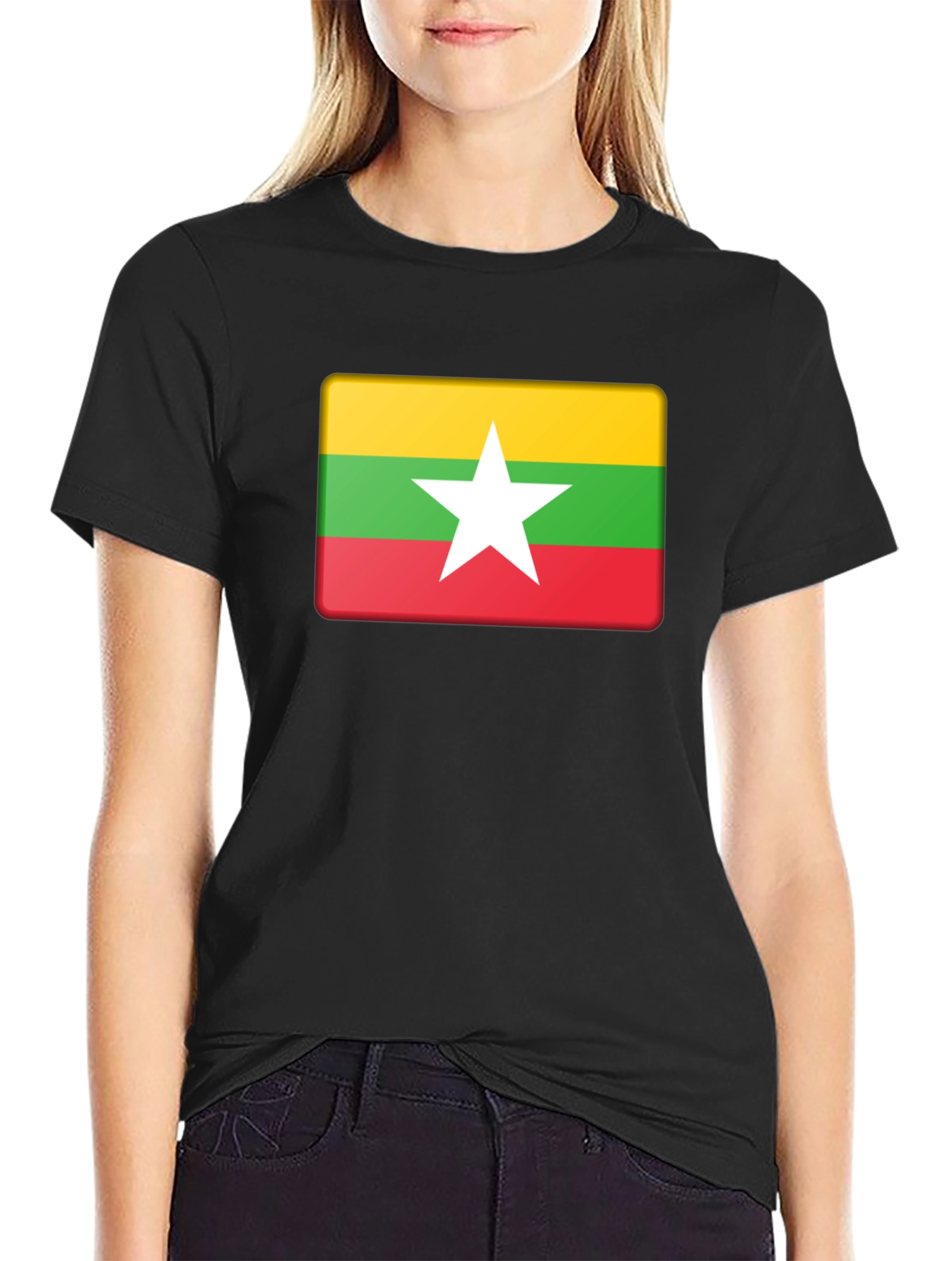 Black Myanmar Flag T-Shirt - Show Your Pride! view 2