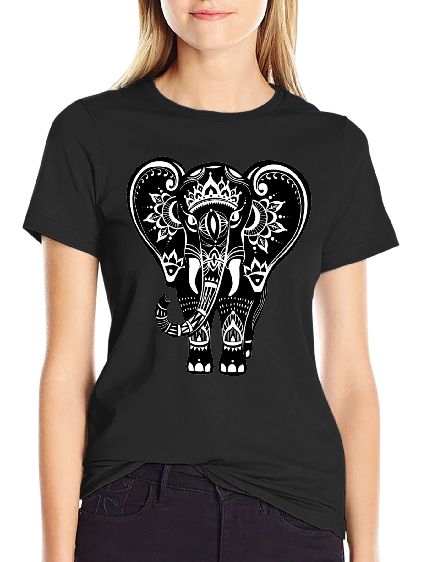 Black Black Elephant Graphic Tee - Stylish Men's Casual Wear view 2