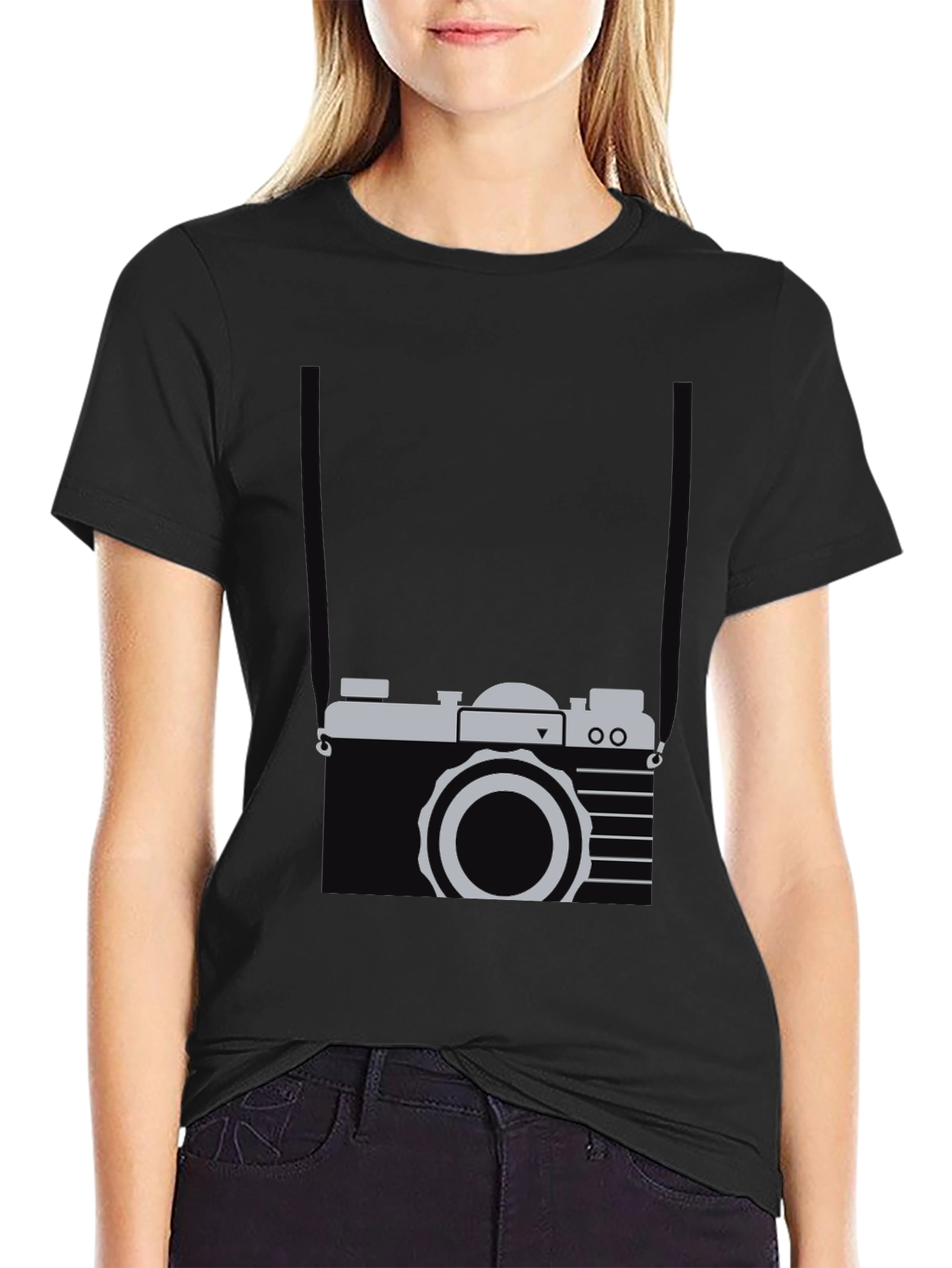 Black Retro Camera Graphic Tee - Cool Casual Style view 2