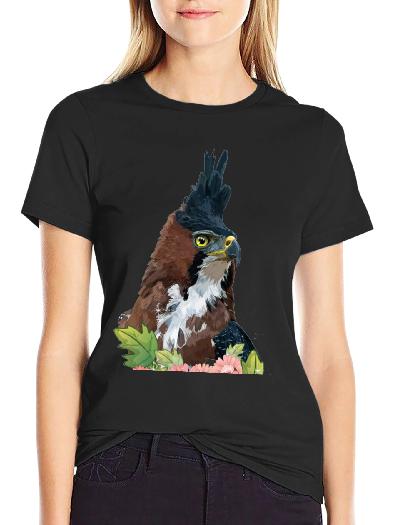 Black Eagle Crest Graphic Tee - Men's Black T-Shirt view 2