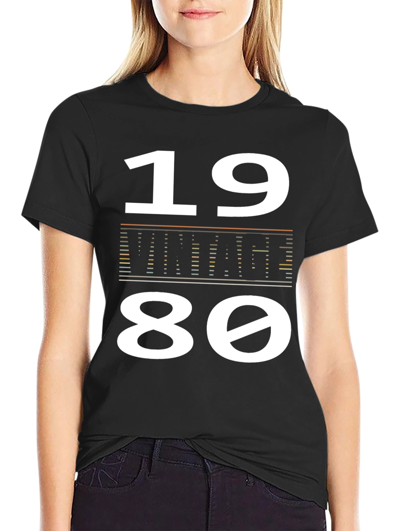 Black Vintage 1980 Black T-Shirt view 2