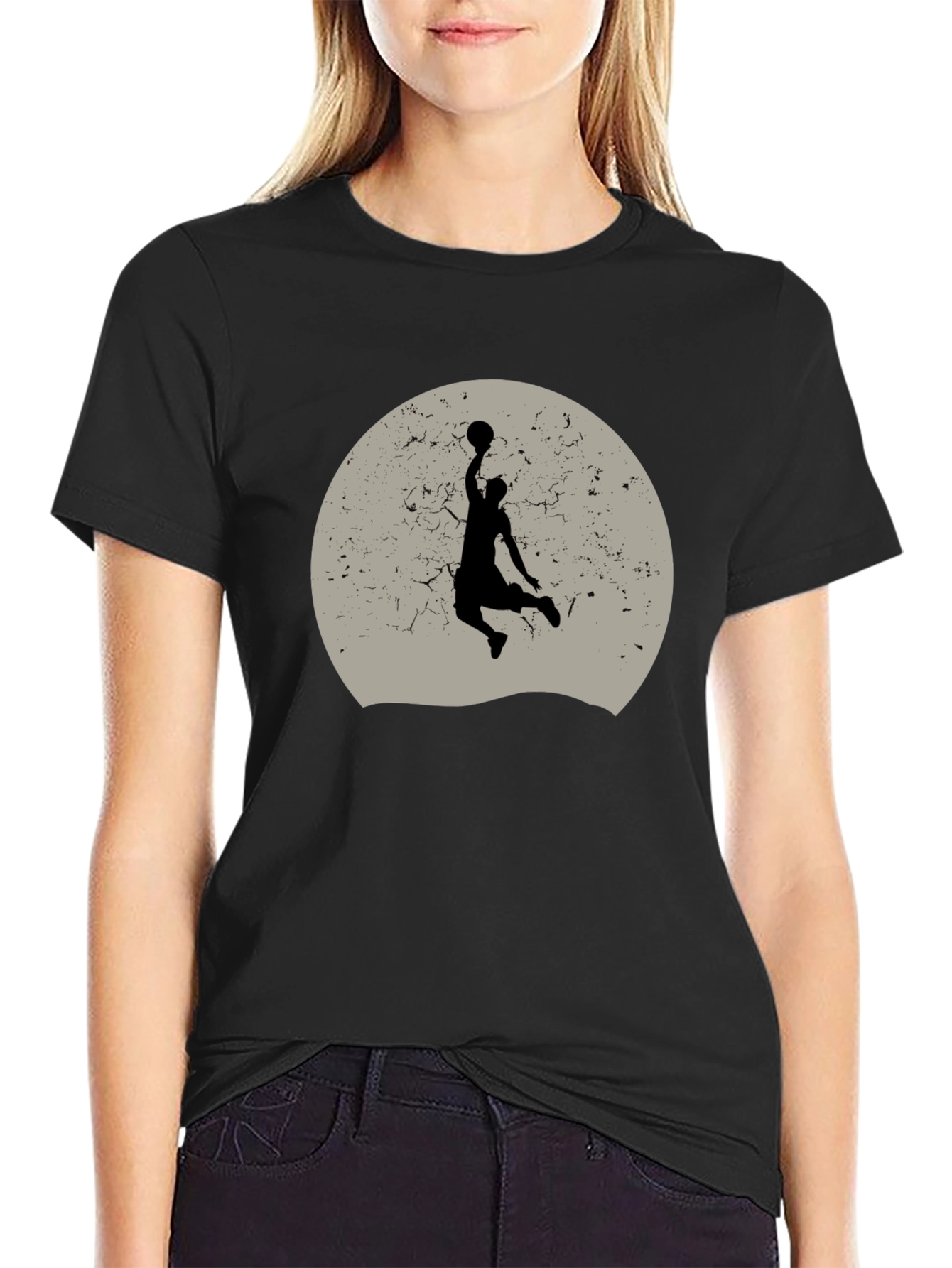 Black Basketball Silhouette Graphic T-Shirt - Black view 2