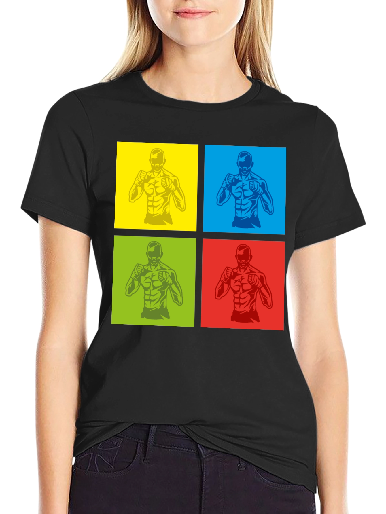 Pop Art MMA Fighter Graphic Black T-Shirt - 2