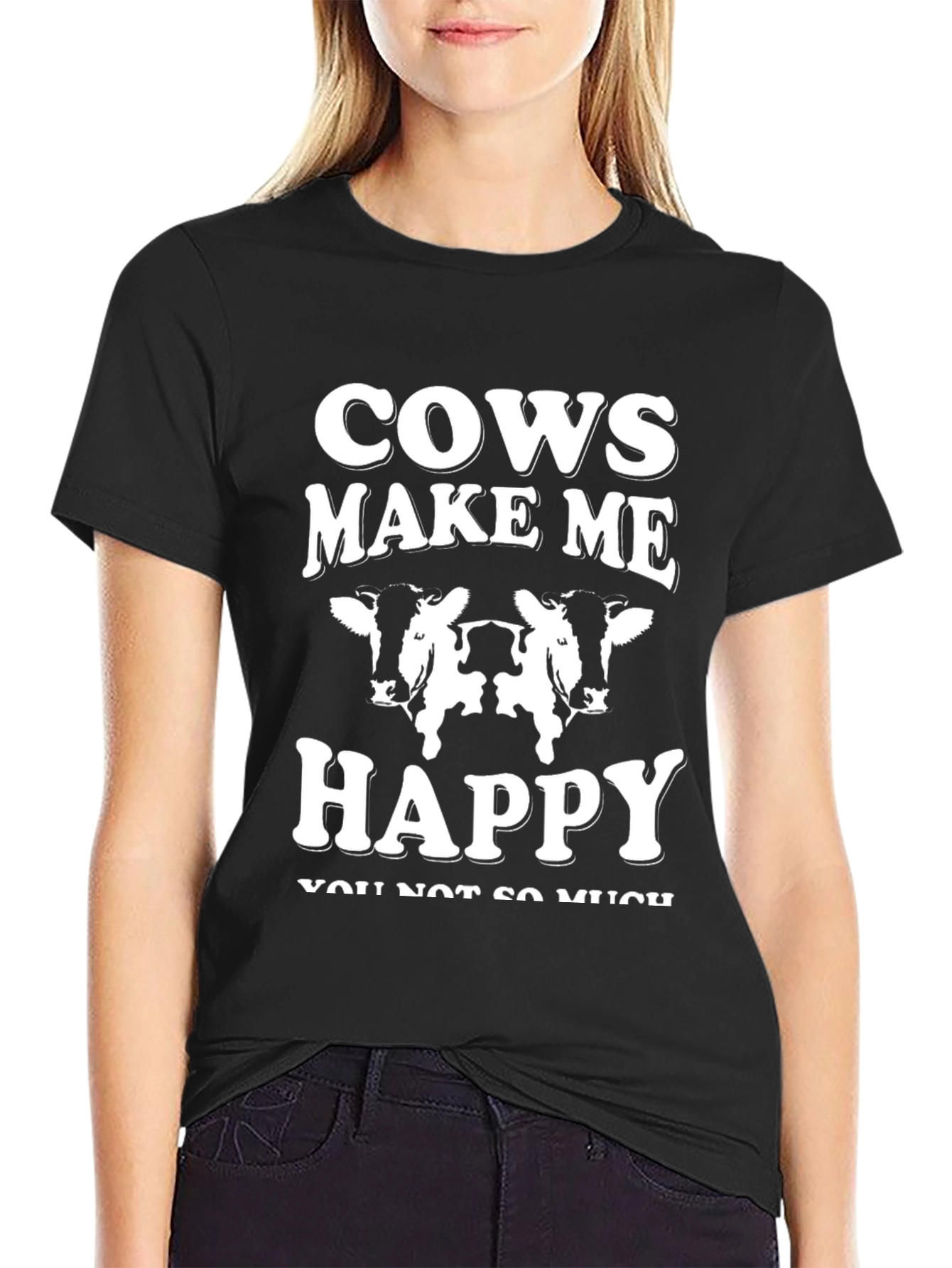 Black Cows Make Me Happy Graphic Tee - Black view 2