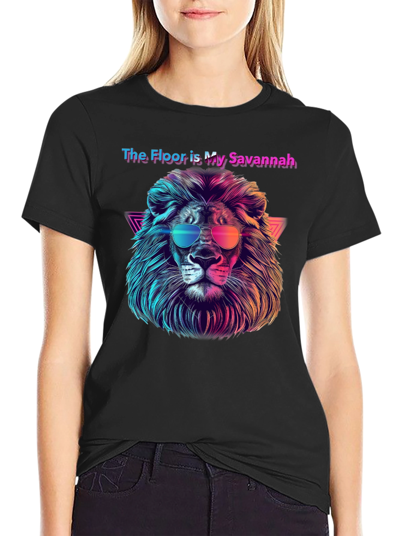 Black The Floor is My Savannah Lion Graphic Tee view 2