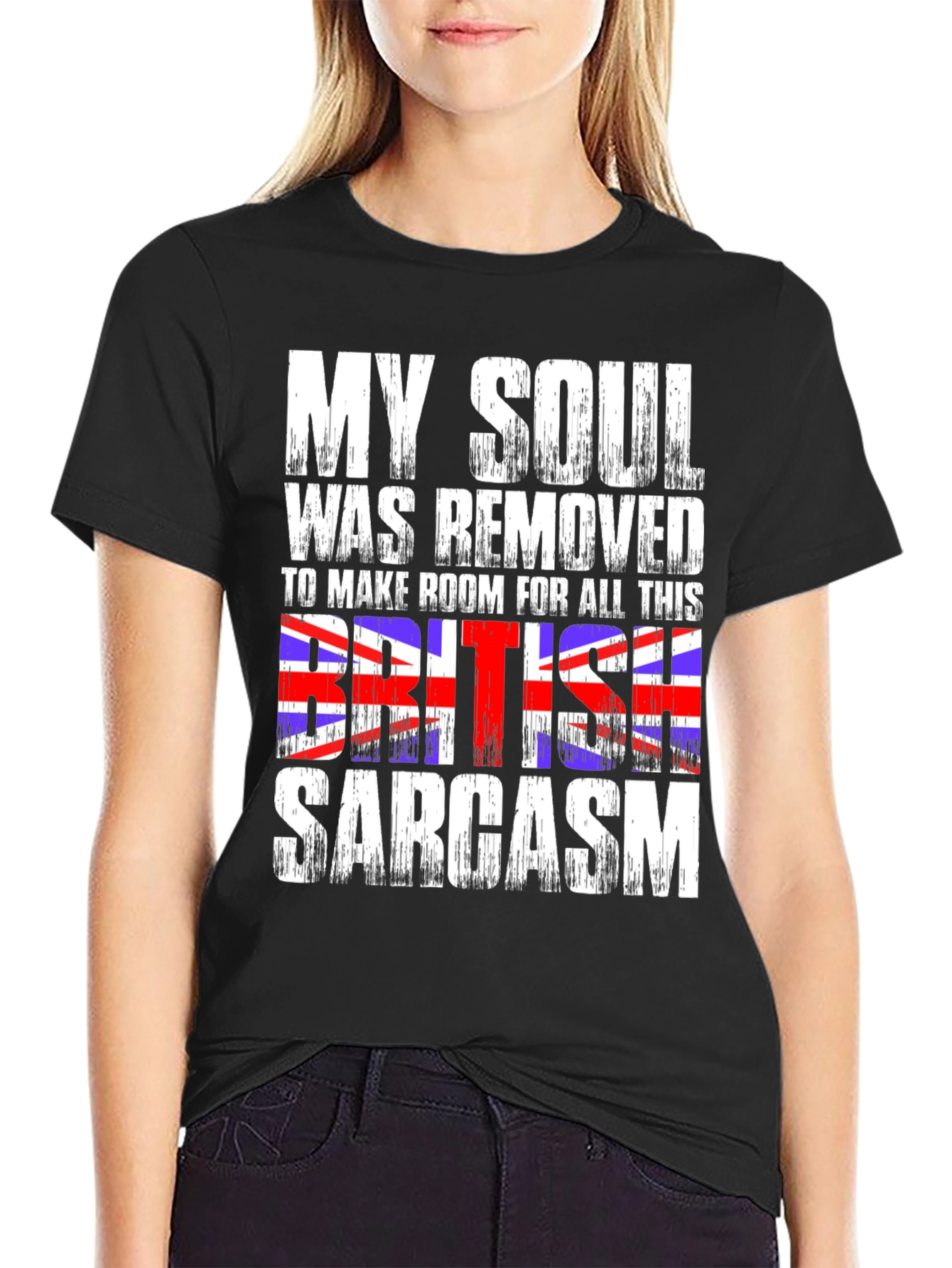 Black British Sarcasm Graphic Tee - Black view 2