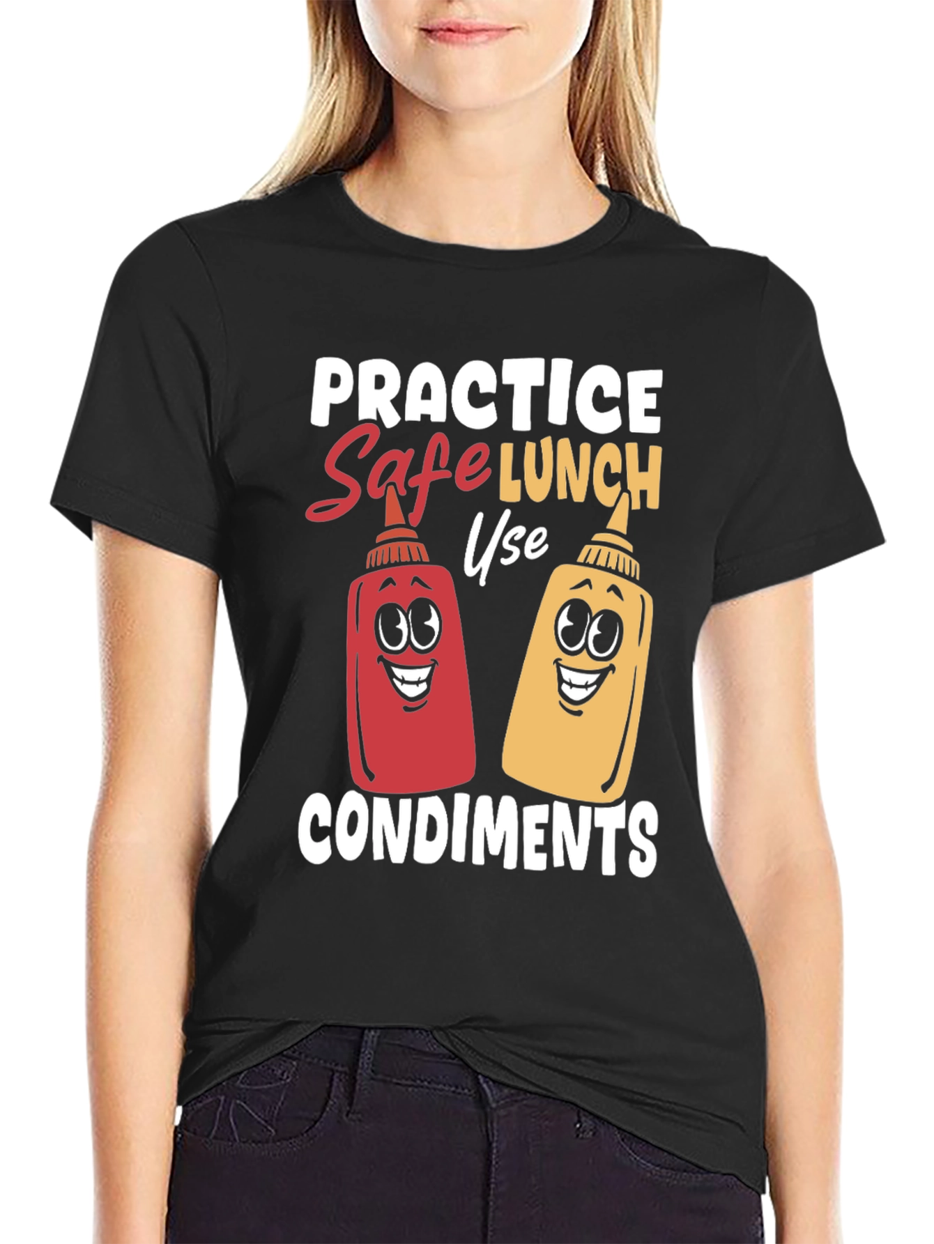 Black Practice Safe Lunch Condiments T-Shirt view 2
