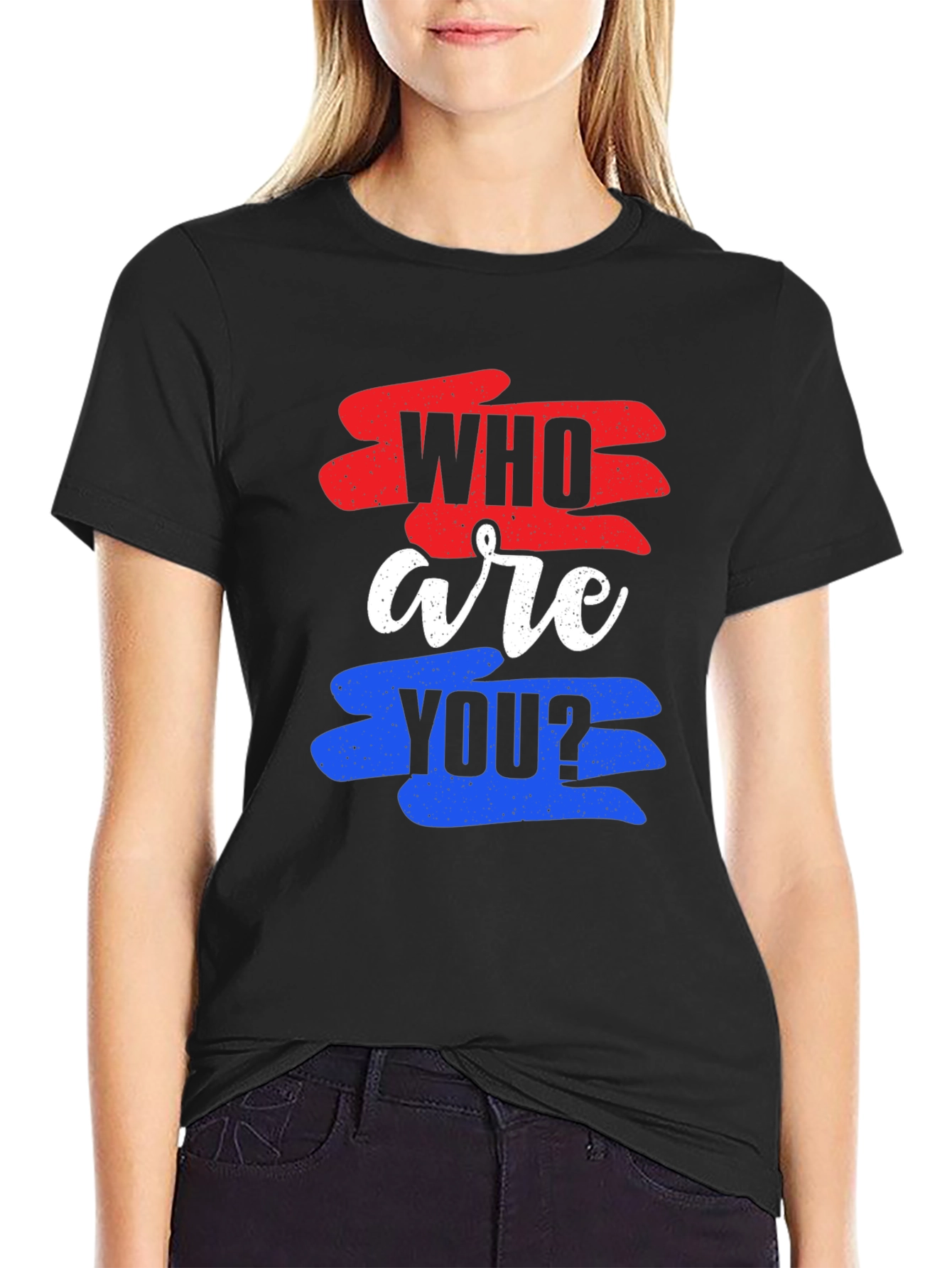 Black Who Are You Graphic Tee view 2