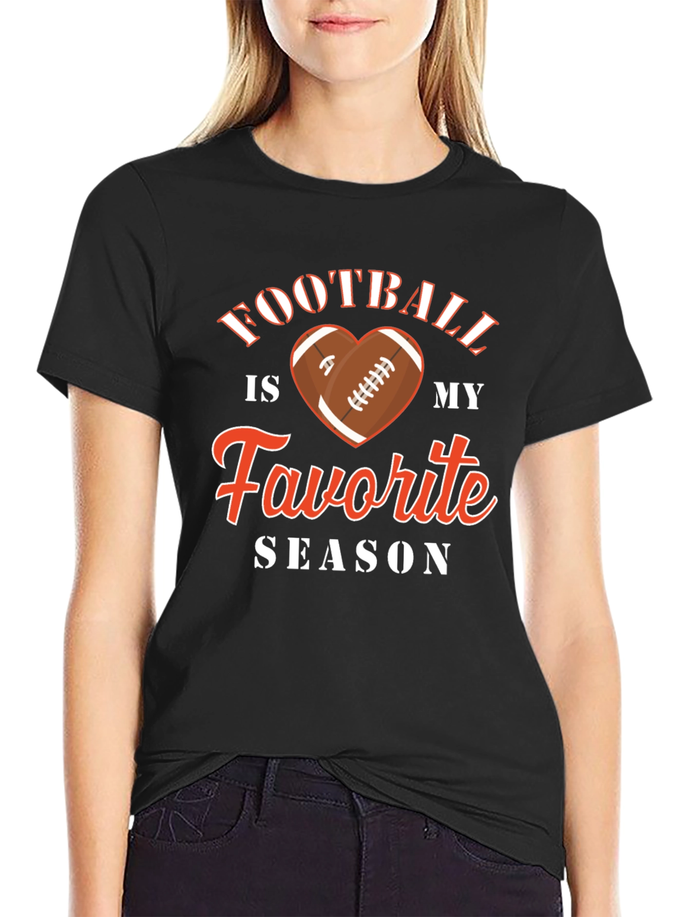Black Football Is My Favorite Season Graphic Tee view 2