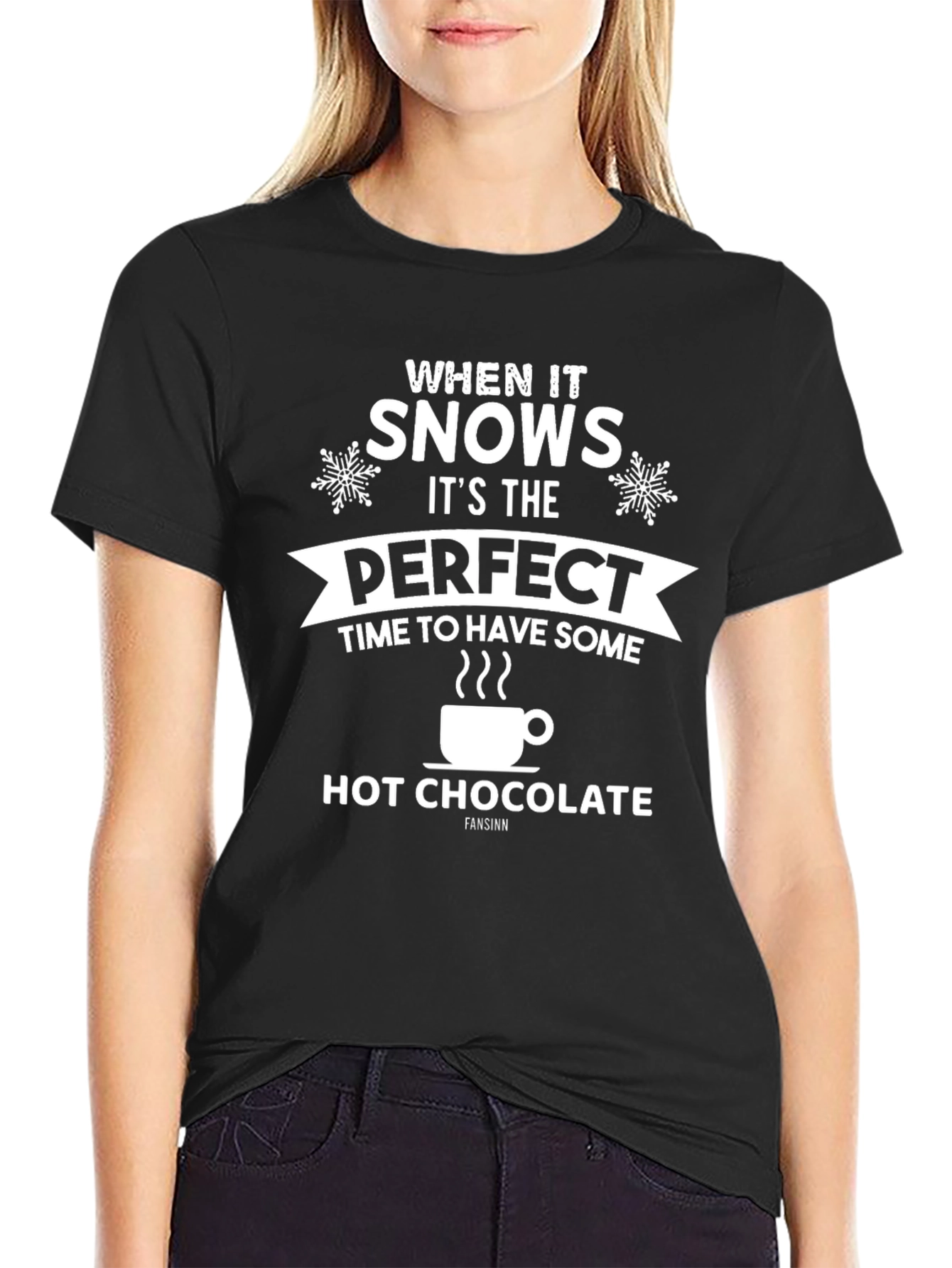 Black Snow Day Hot Chocolate T-Shirt - Perfect Winter Gift view 2