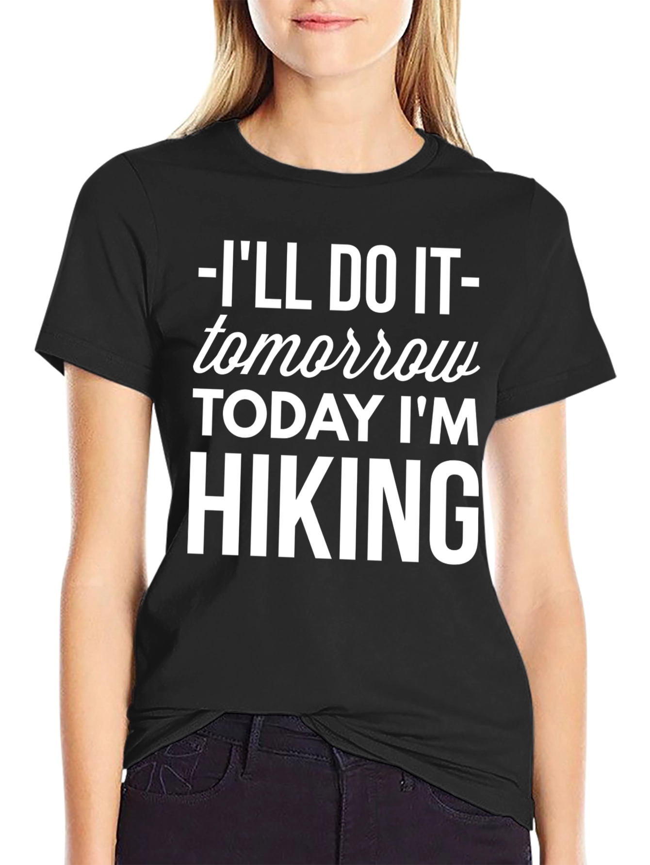 Black Hiking Tomorrow T-Shirt - Funny Hiking Shirt view 2