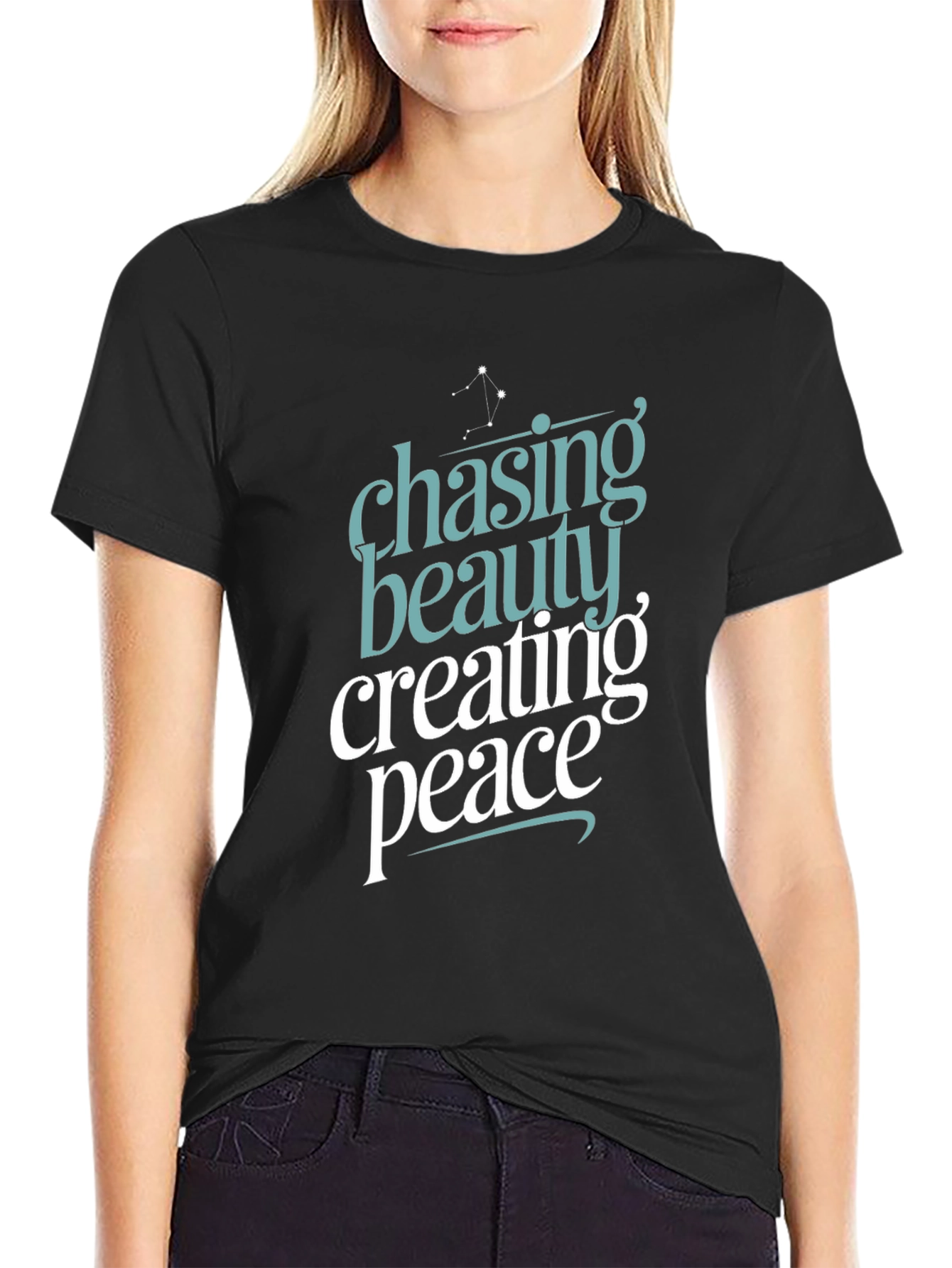 Black Chasing Beauty Creating Peace Graphic Tee view 2