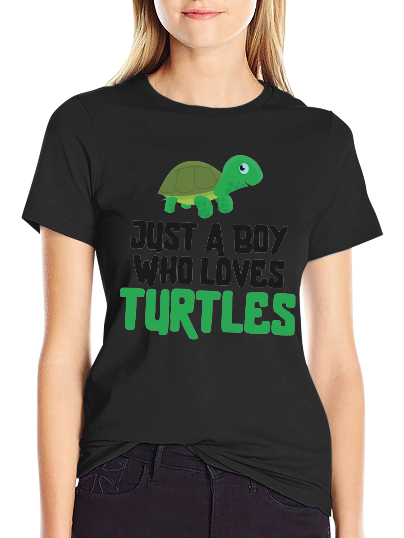 Black Boy Who Loves Turtles T-Shirt view 2