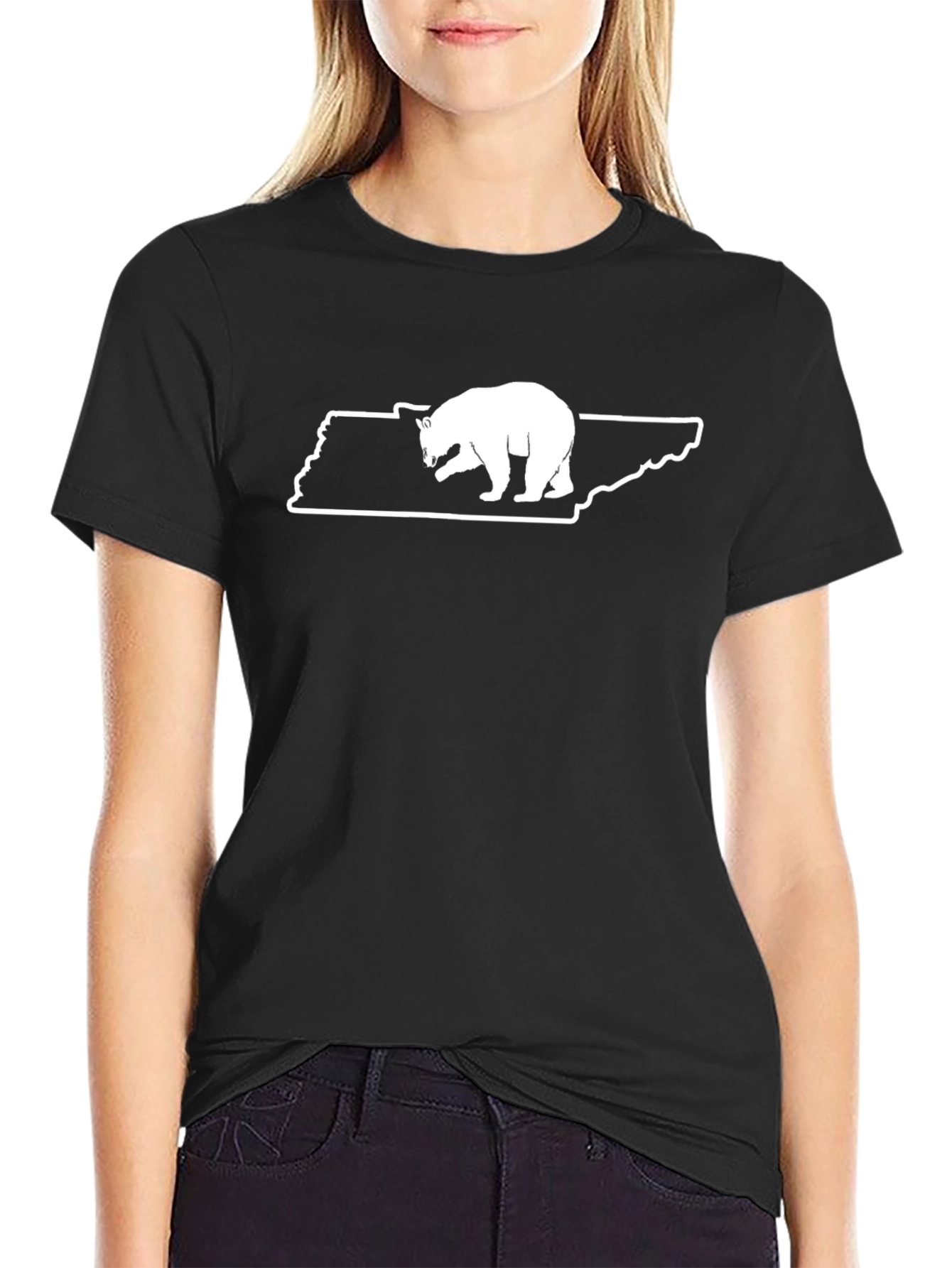 Black Tennessee Bear Graphic Tee - Black Cotton T-Shirt view 2