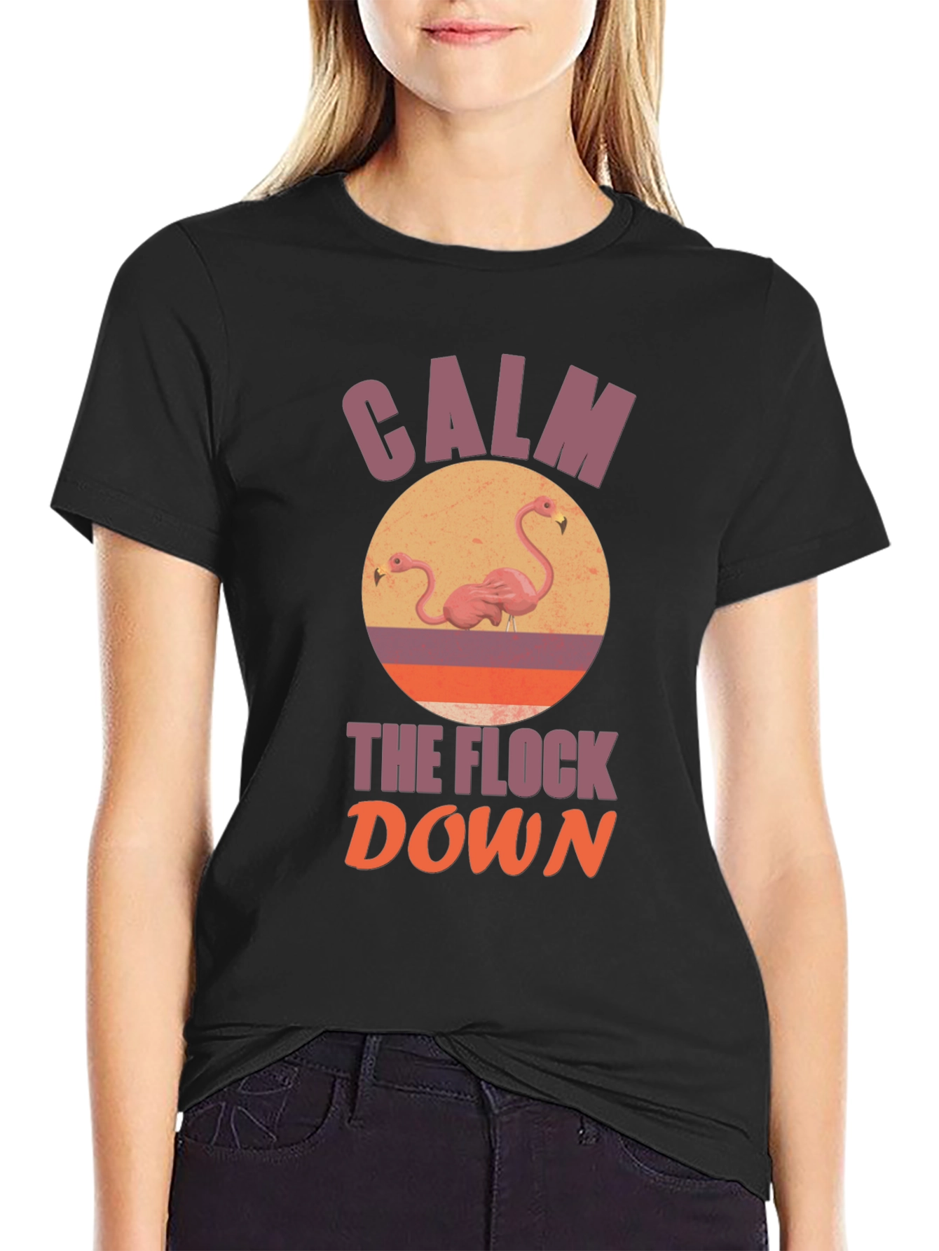 Black Calm the Flock Down Graphic T-Shirt view 2