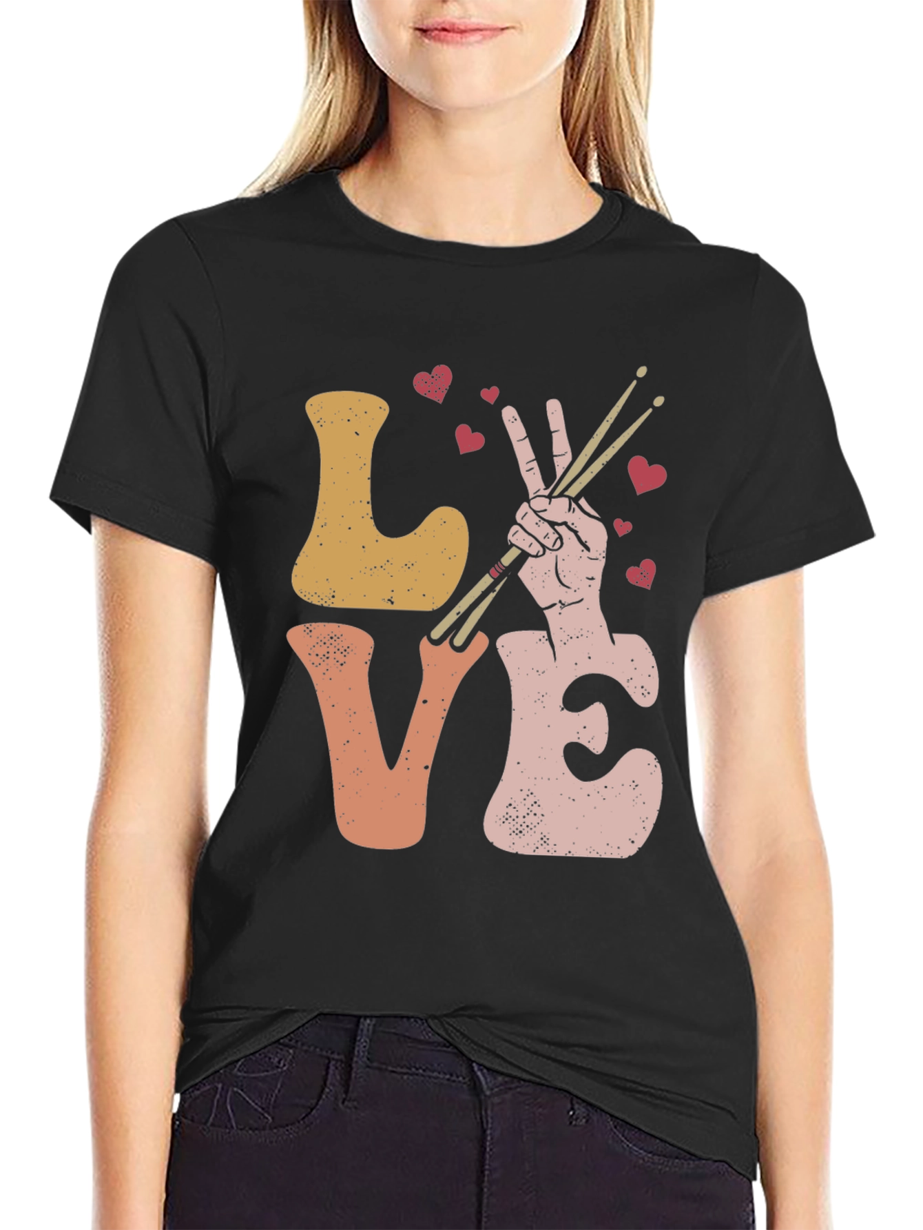 Black Love Drummer Graphic T-Shirt view 2