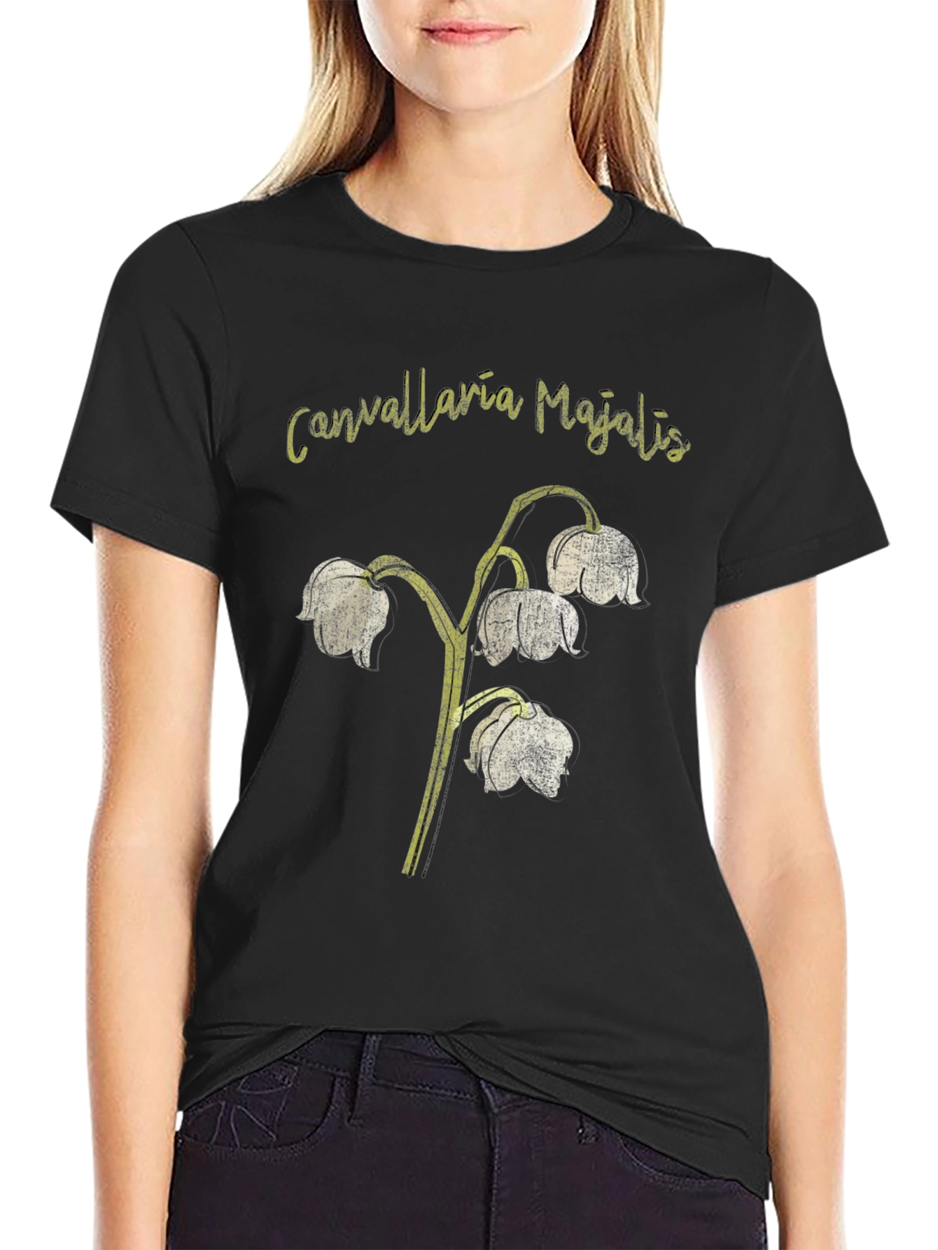 Black Lily of the Valley Graphic T-Shirt view 2