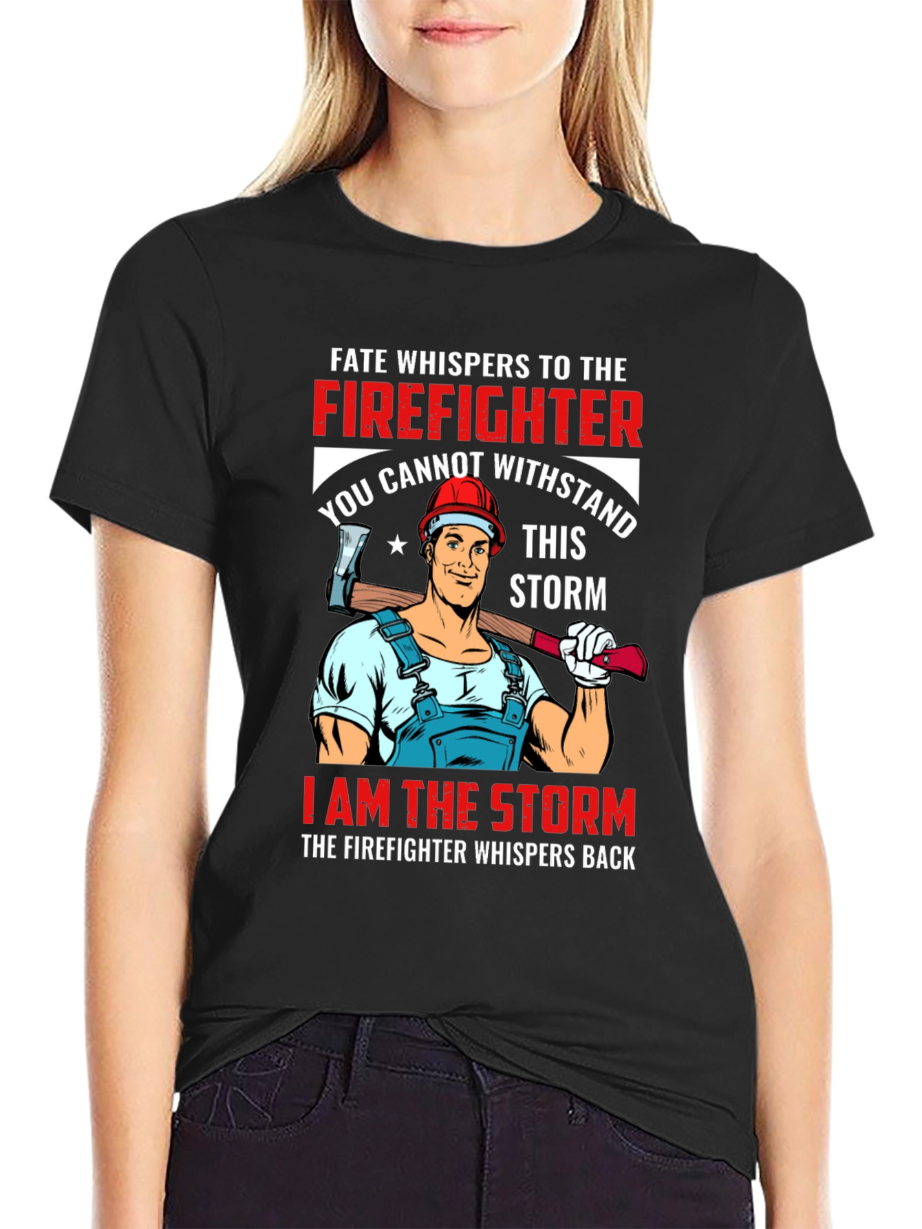 Black Firefighter Storm Graphic T-Shirt view 2