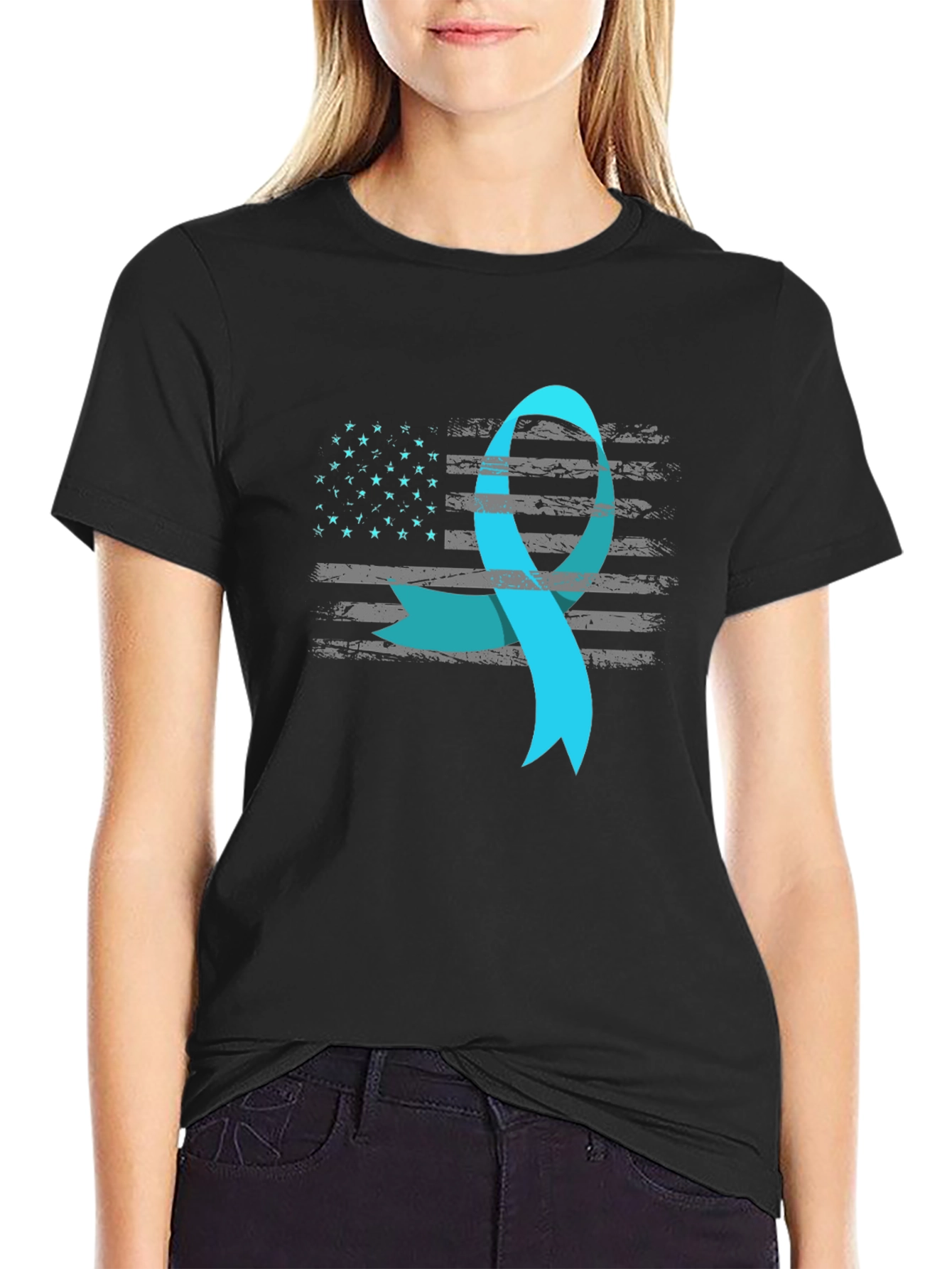 Awareness Ribbon USA Flag T-Shirt - 2