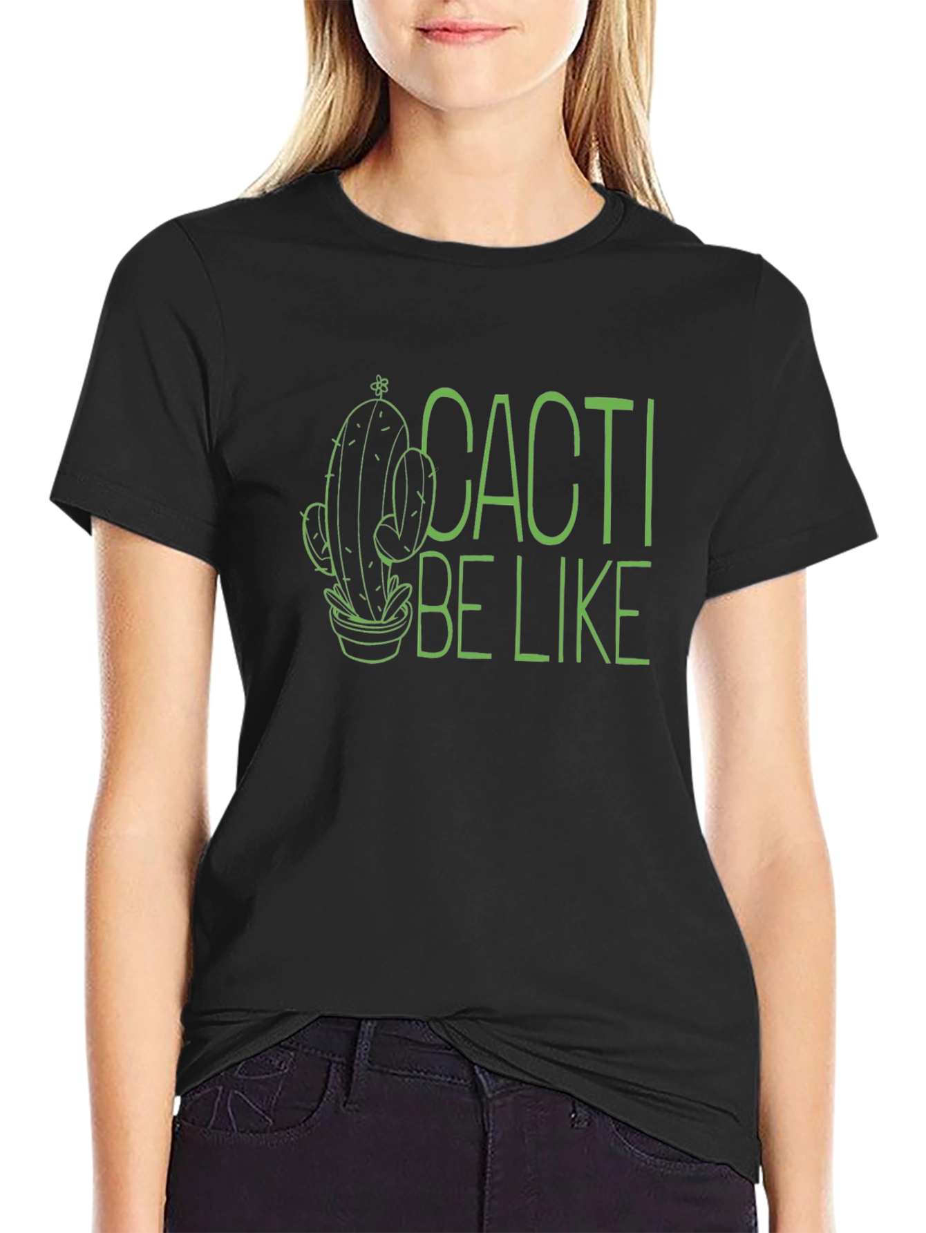 Black Cacti Be Like Funny Graphic T-Shirt view 2