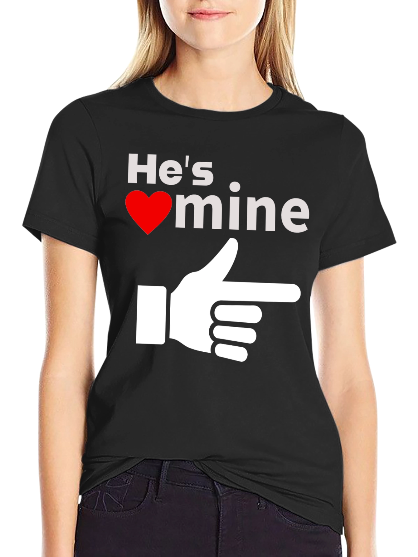 Black He's Mine T-Shirt - Novelty Graphic Tee view 2