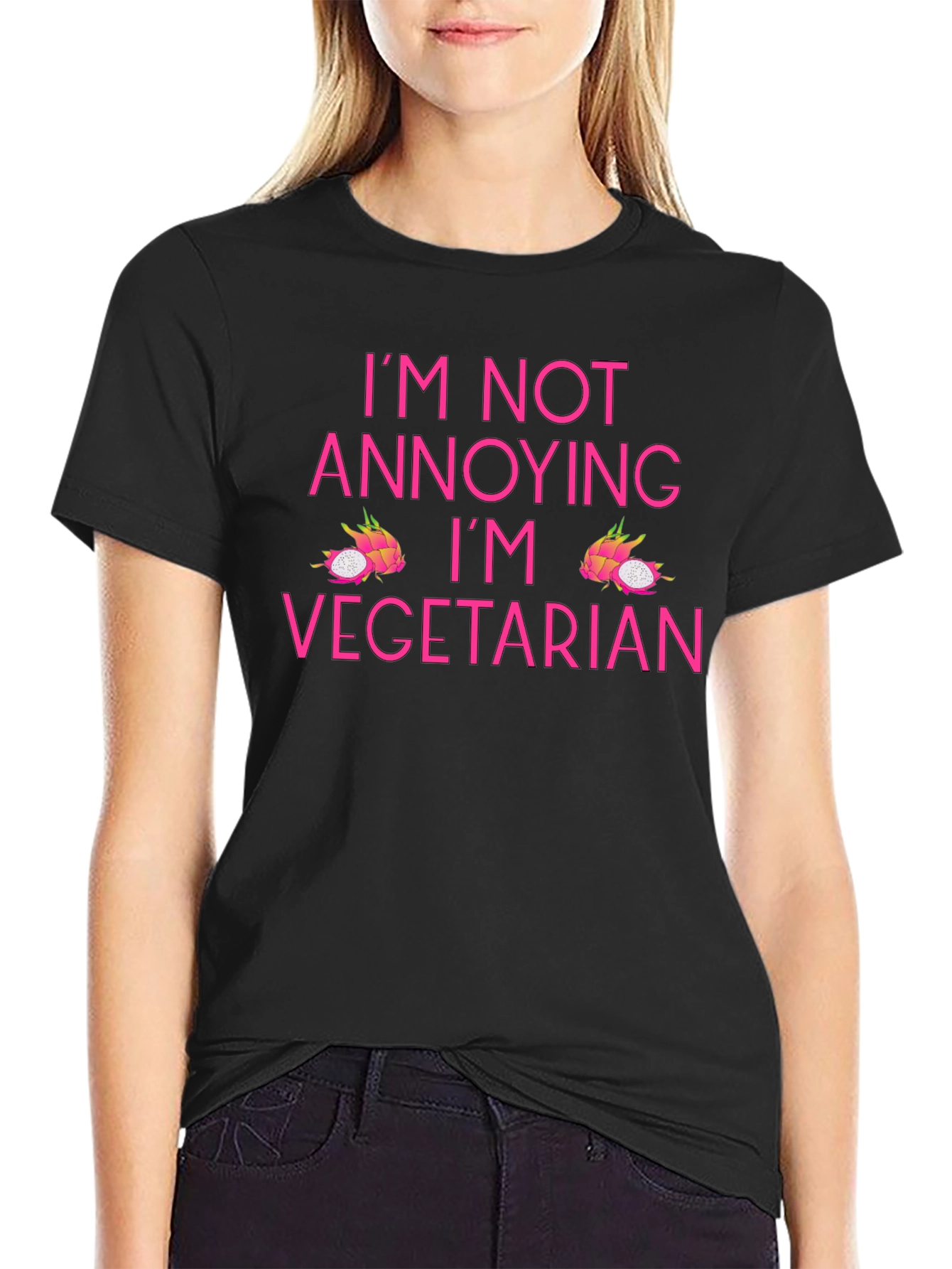 Black Vegetarian T-Shirt - I'm Not Annoying view 2