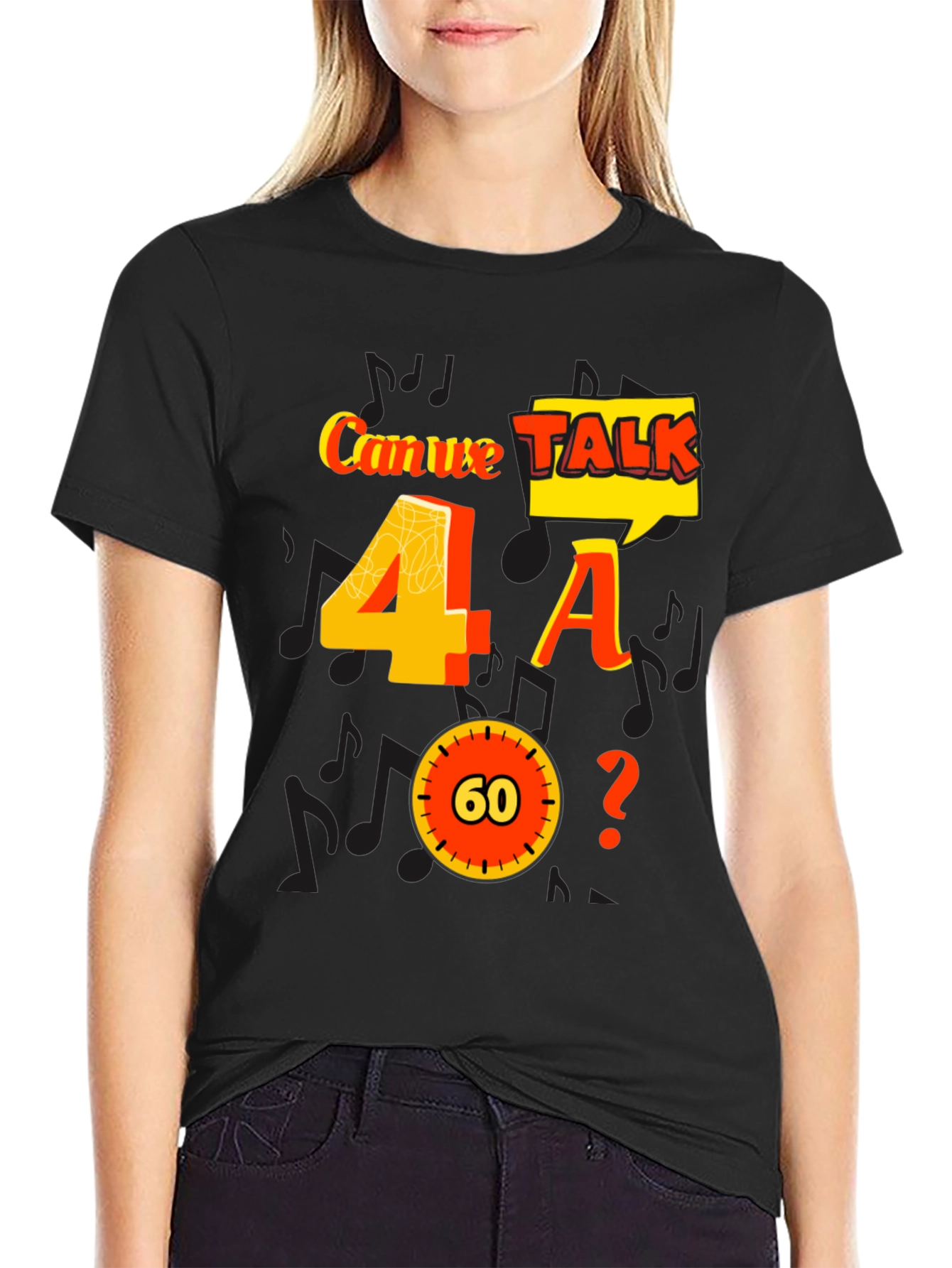 Black Can We Talk 4 A 60? Graphic Tee view 2
