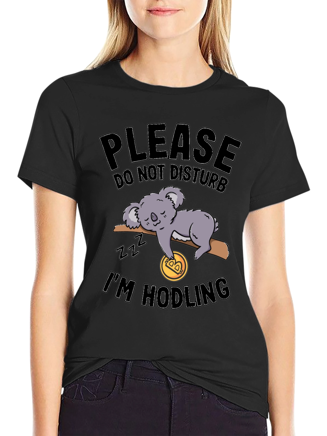 Black Funny Crypto Koala Hodler Black T-Shirt view 2