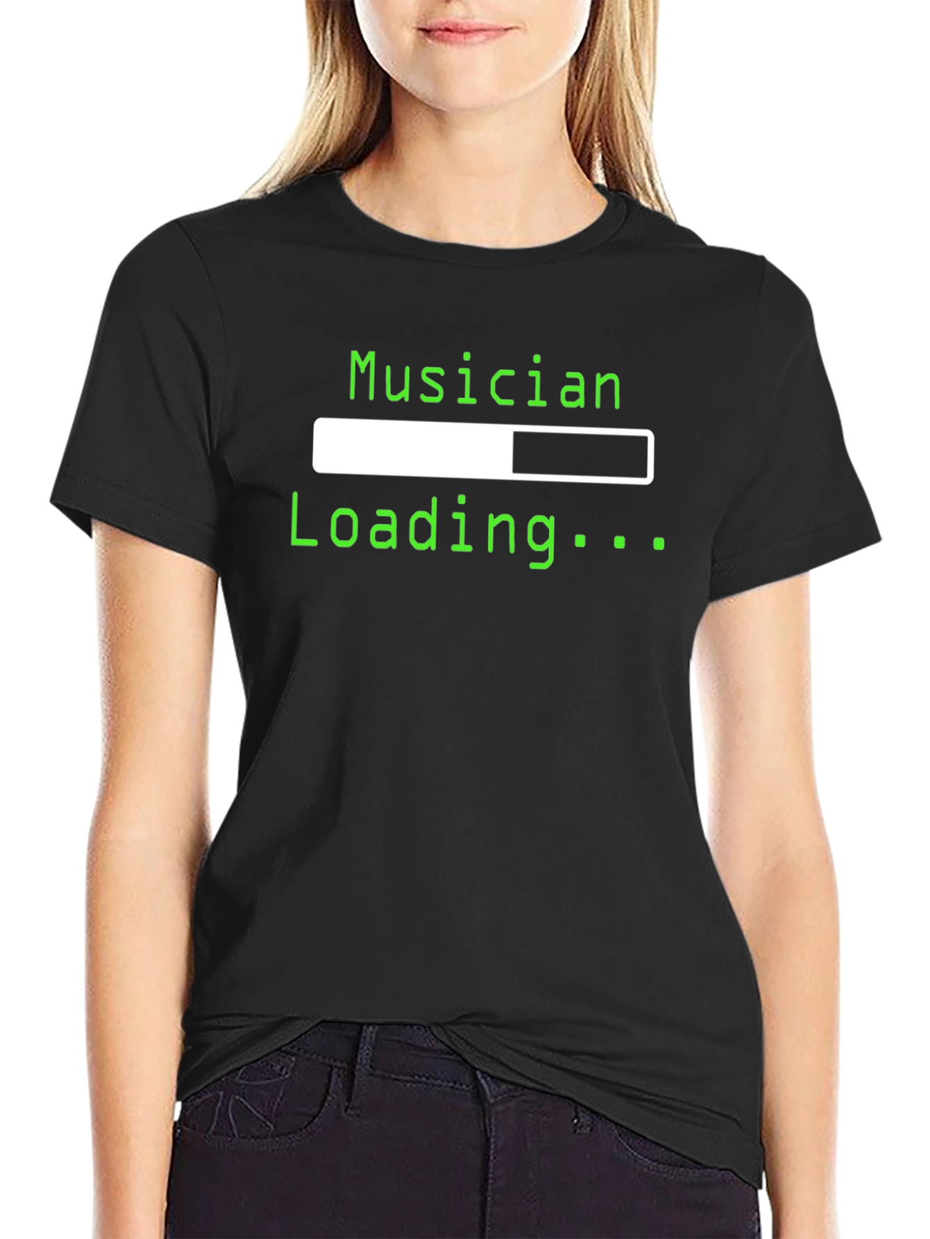 Black Musician Loading Black T-Shirt view 2