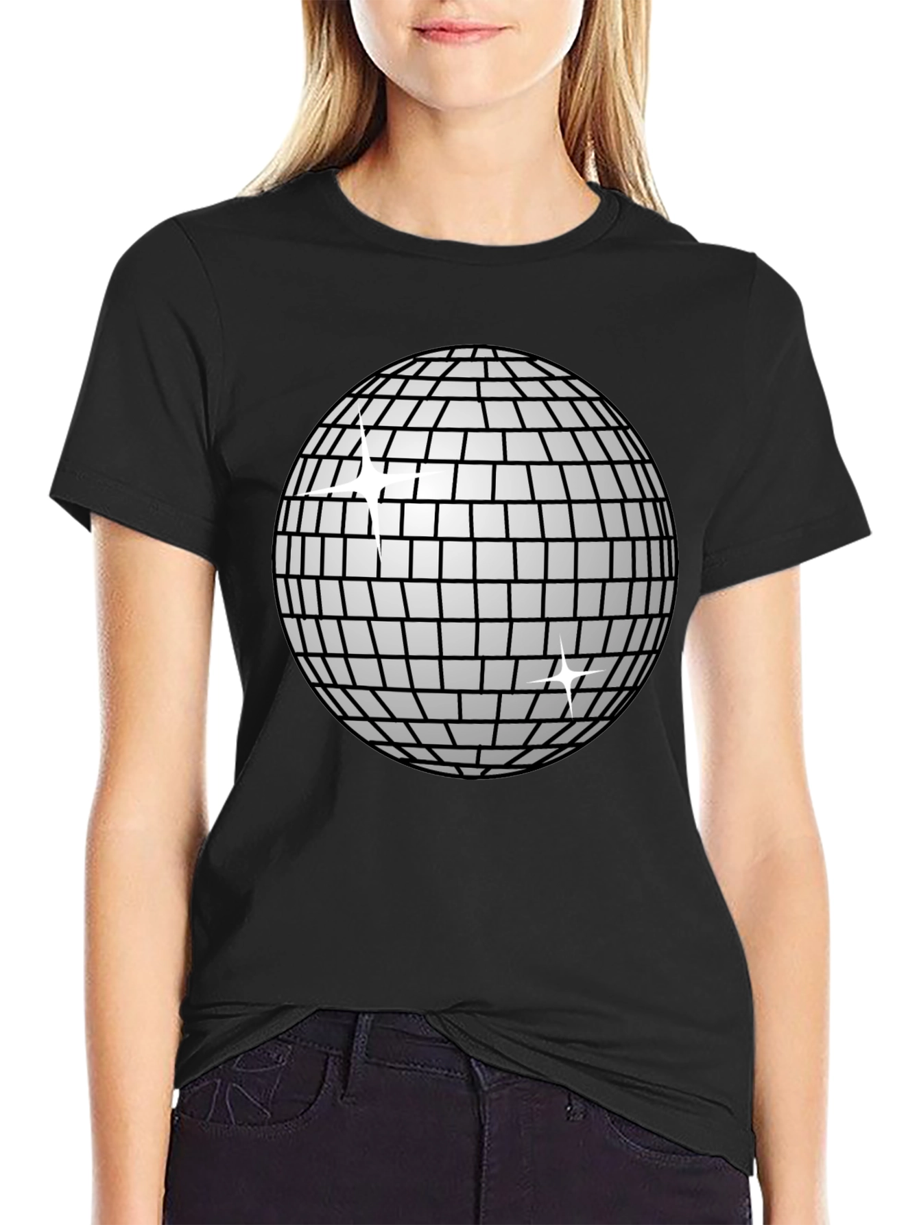 Black Disco Ball T-Shirt - Groovy Party Style! view 2