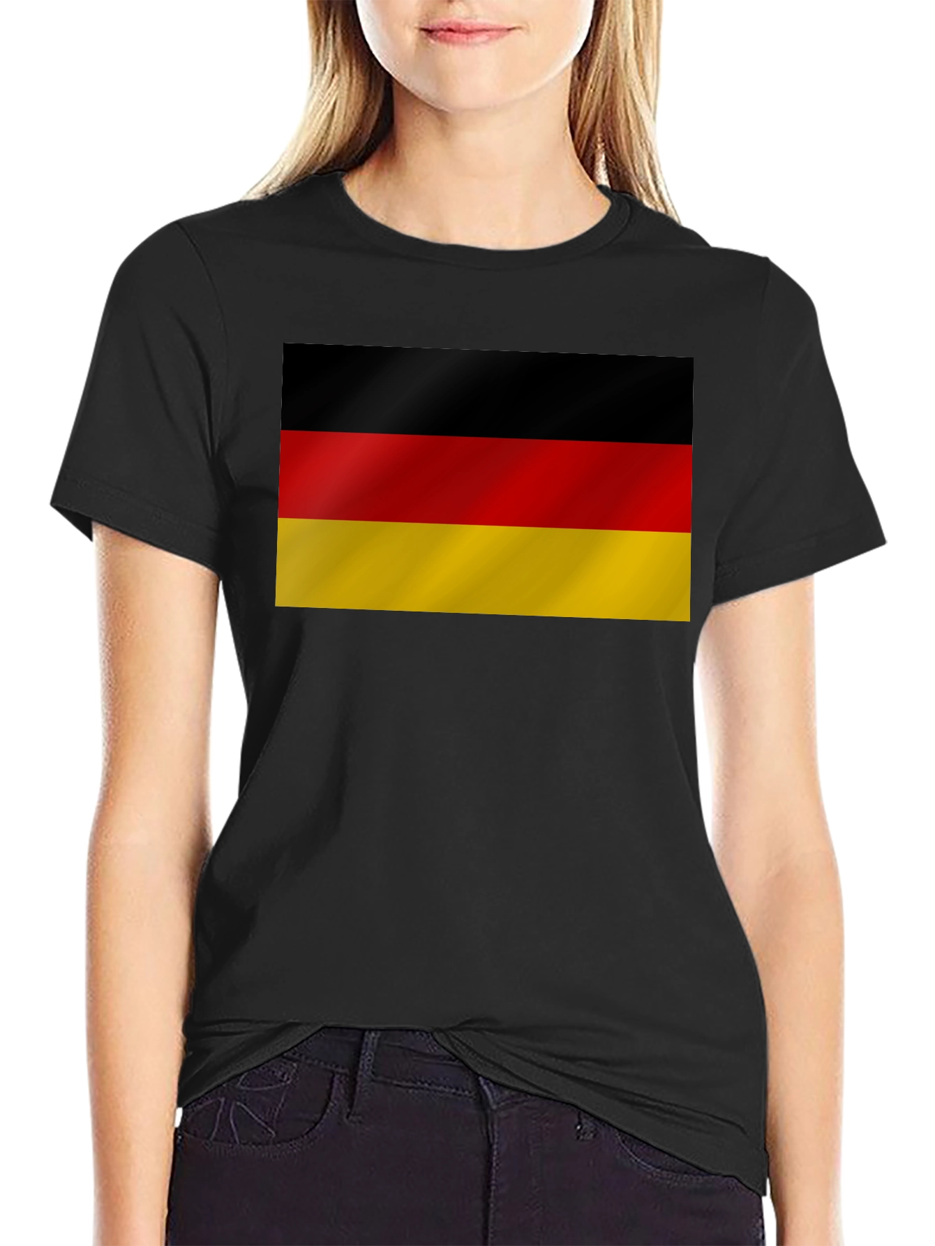 Black Germany Flag T-Shirt - Black Cotton Tee view 2