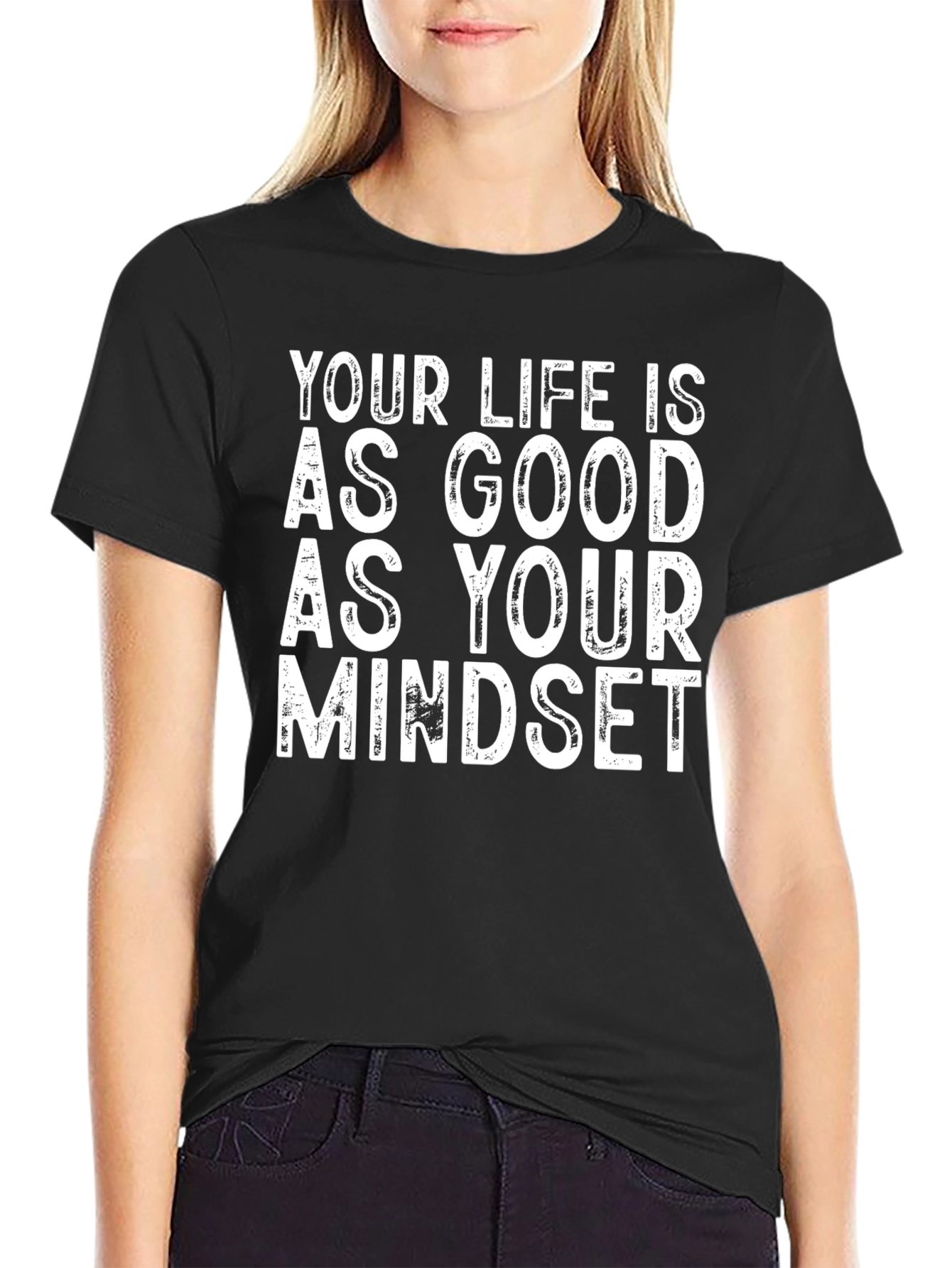 Black Inspirational Mindset Graphic Tee - Black view 2
