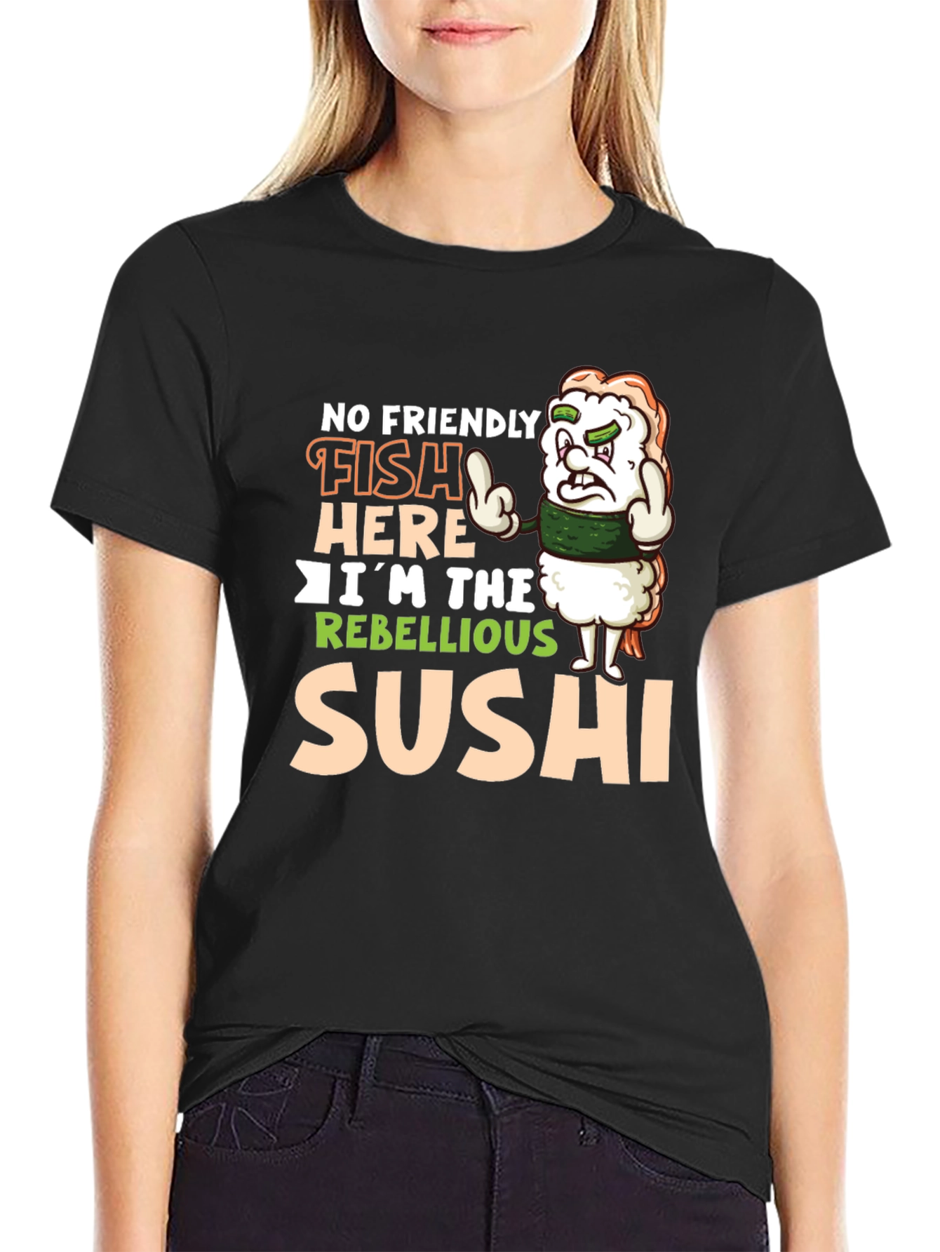 Black Rebellious Sushi Graphic Tee view 2