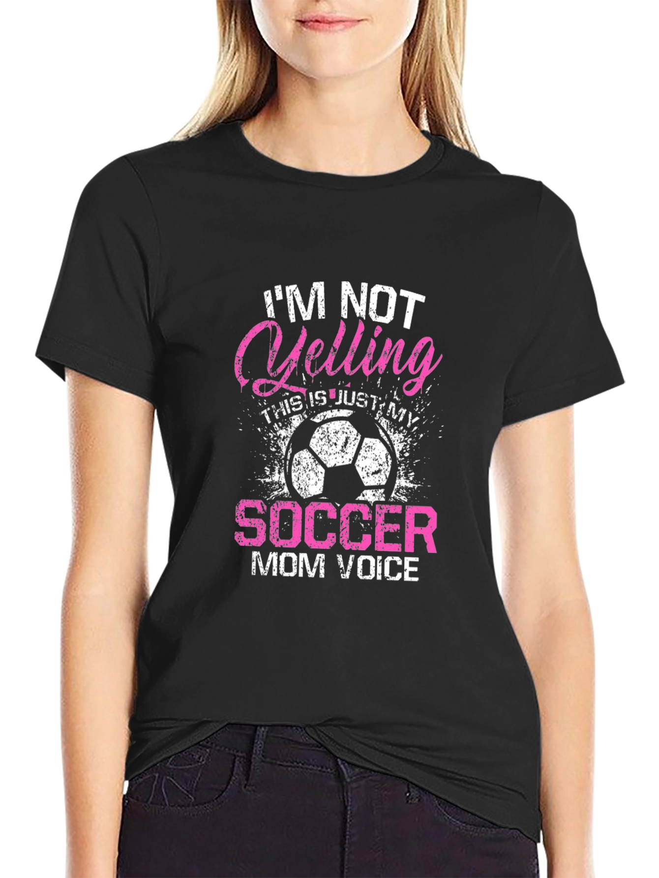 Black Soccer Mom Voice T-Shirt - Funny Graphic Tee view 2