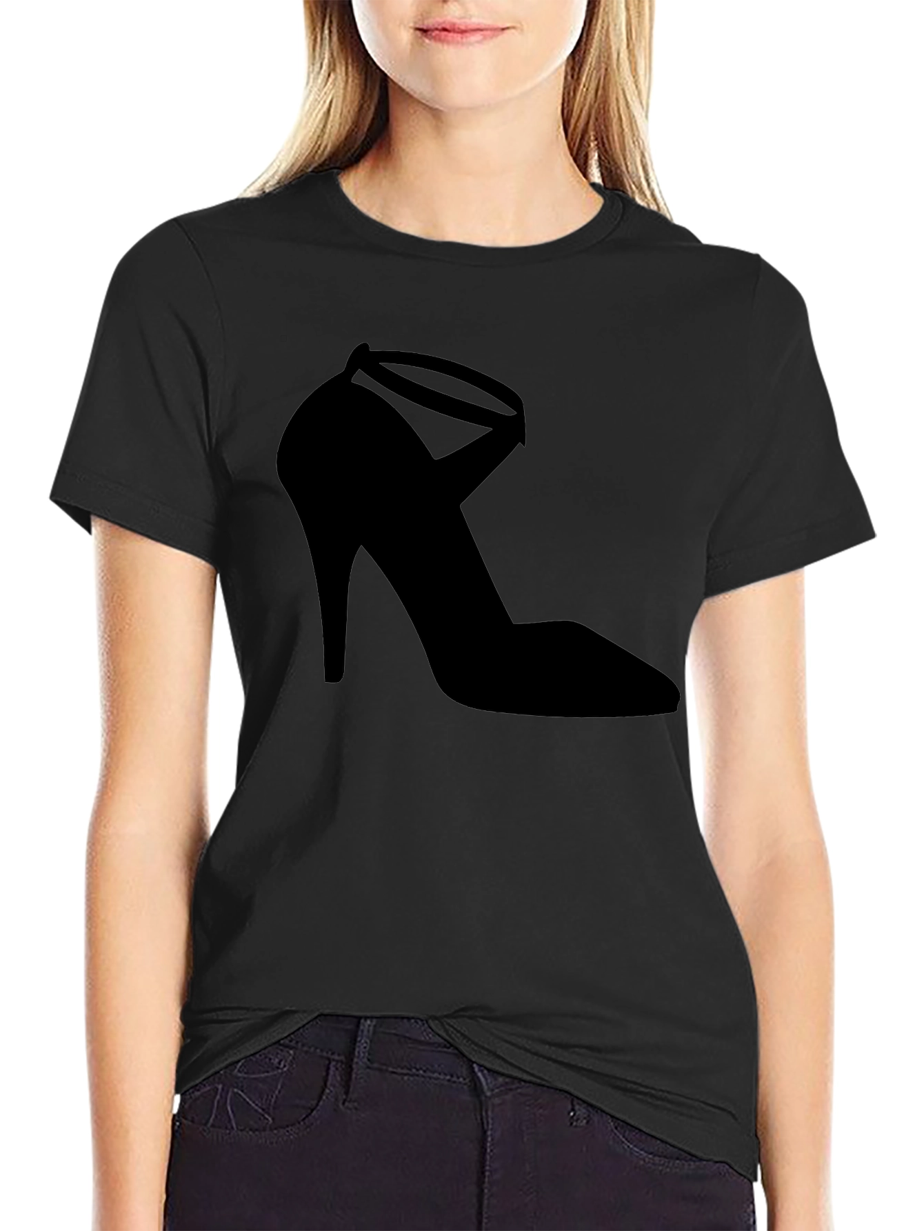 Black Black High Heel Shoe Graphic T-Shirt view 2