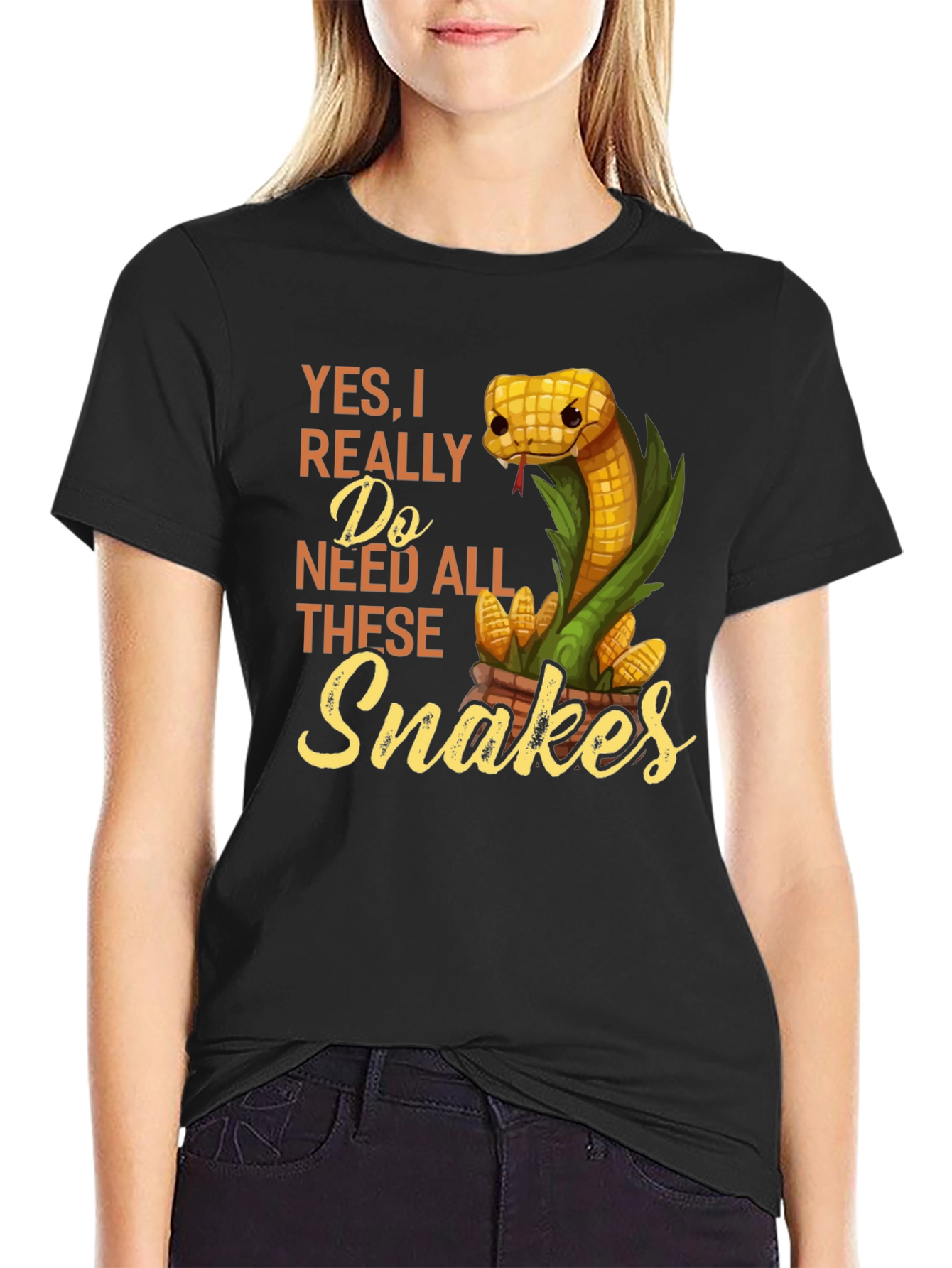 Black Funny Snake Lover T-Shirt view 2