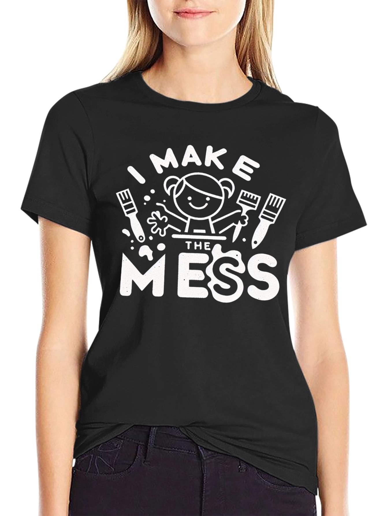 Black I Make the Mess T-Shirt - Funny Painter Kid Tee view 2