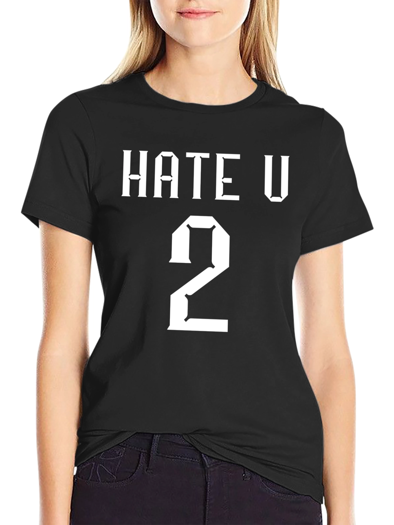 Black HATE U 2 Graphic T-Shirt - Bold Statement Tee view 2