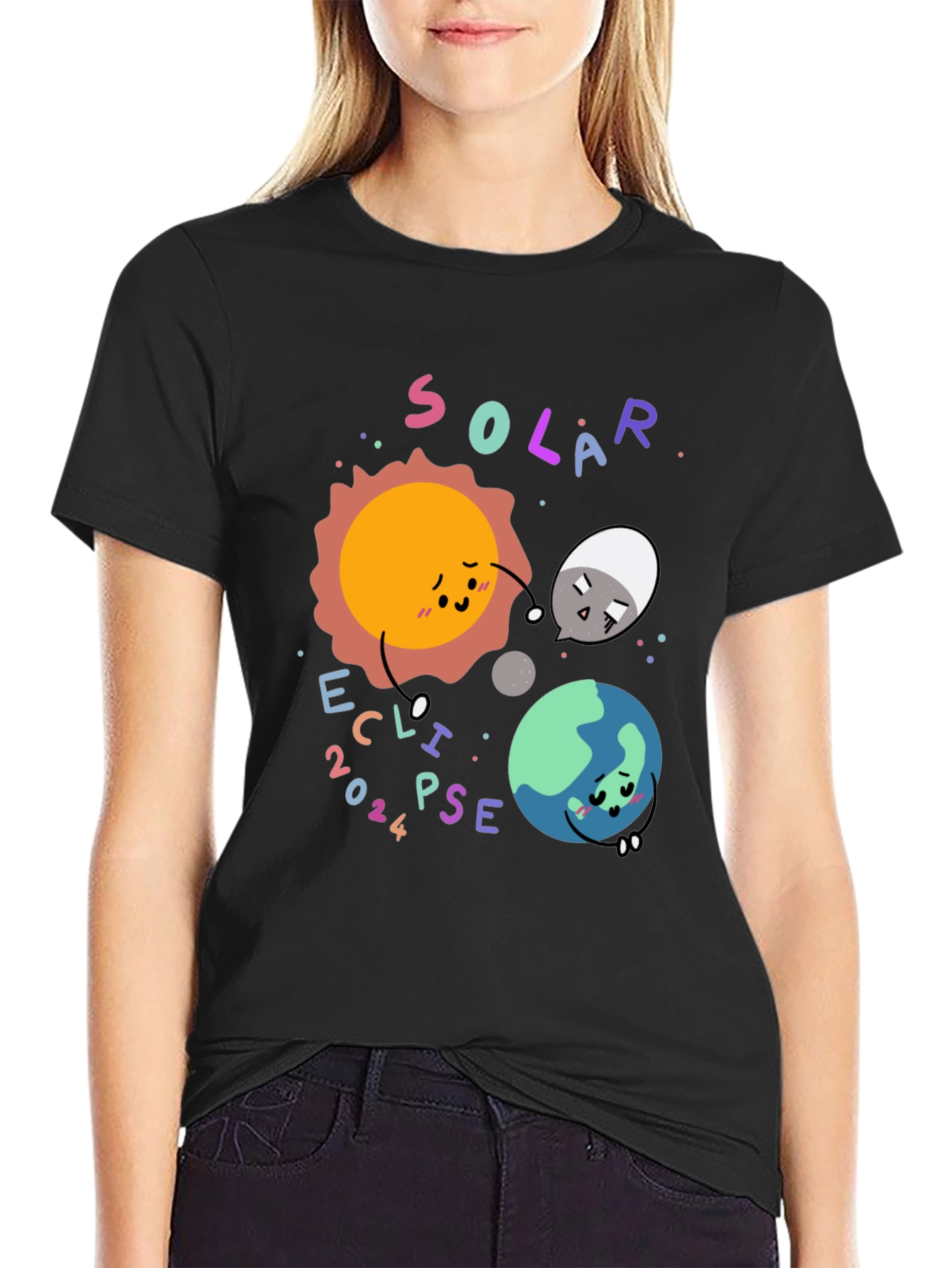 Black Solar Eclipse 2024 Graphic Tee view 2