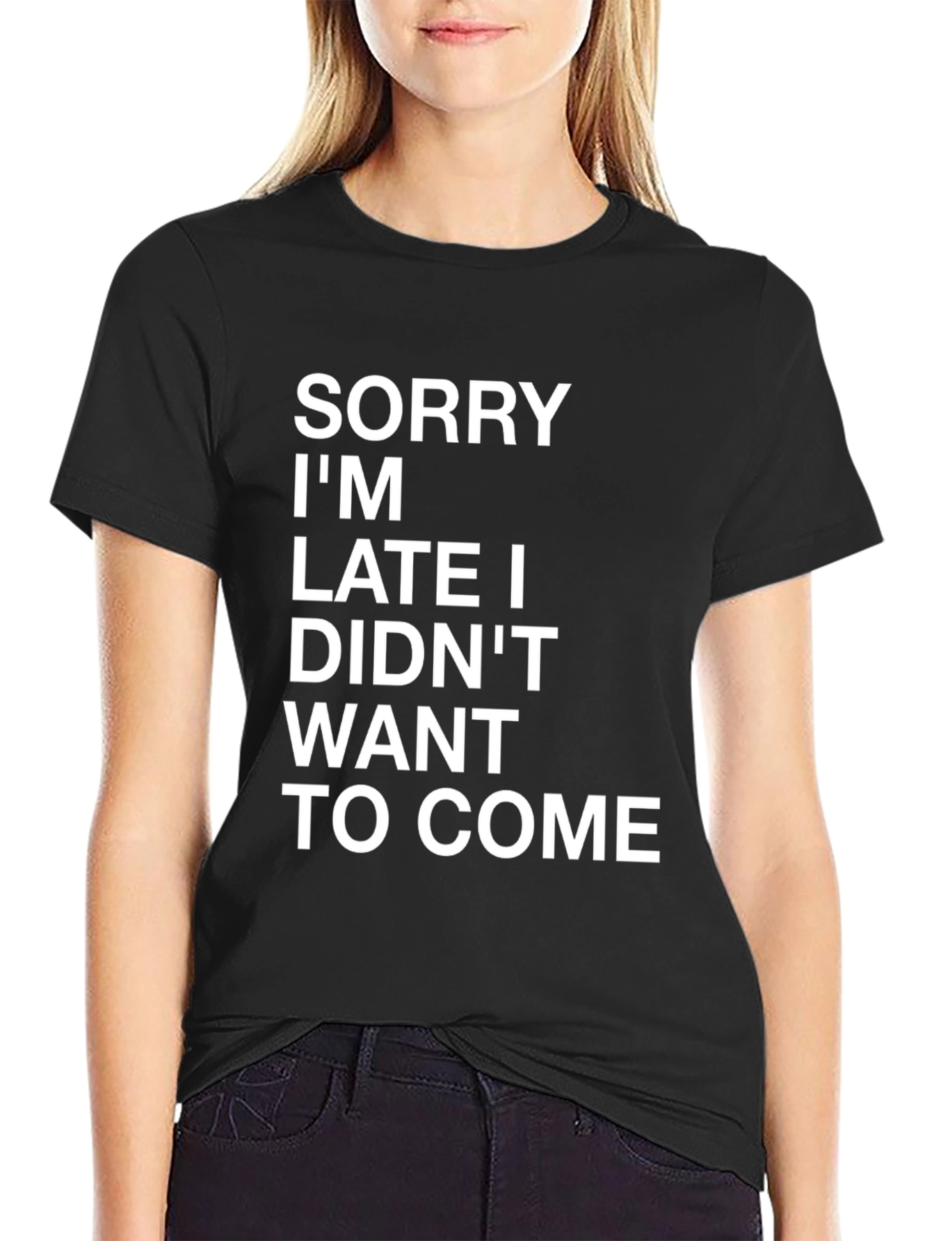 Black Sorry I'm Late Graphic Tee view 2