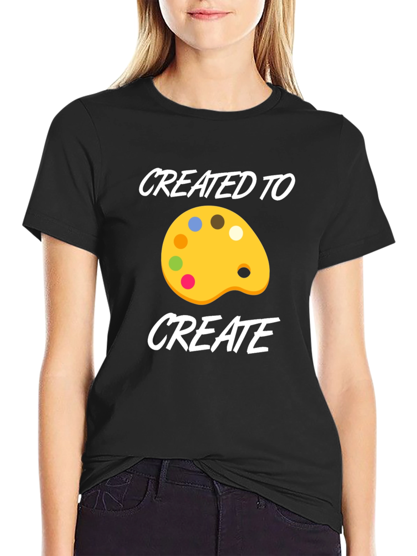 Black Created to Create Artist Palette T-Shirt view 2
