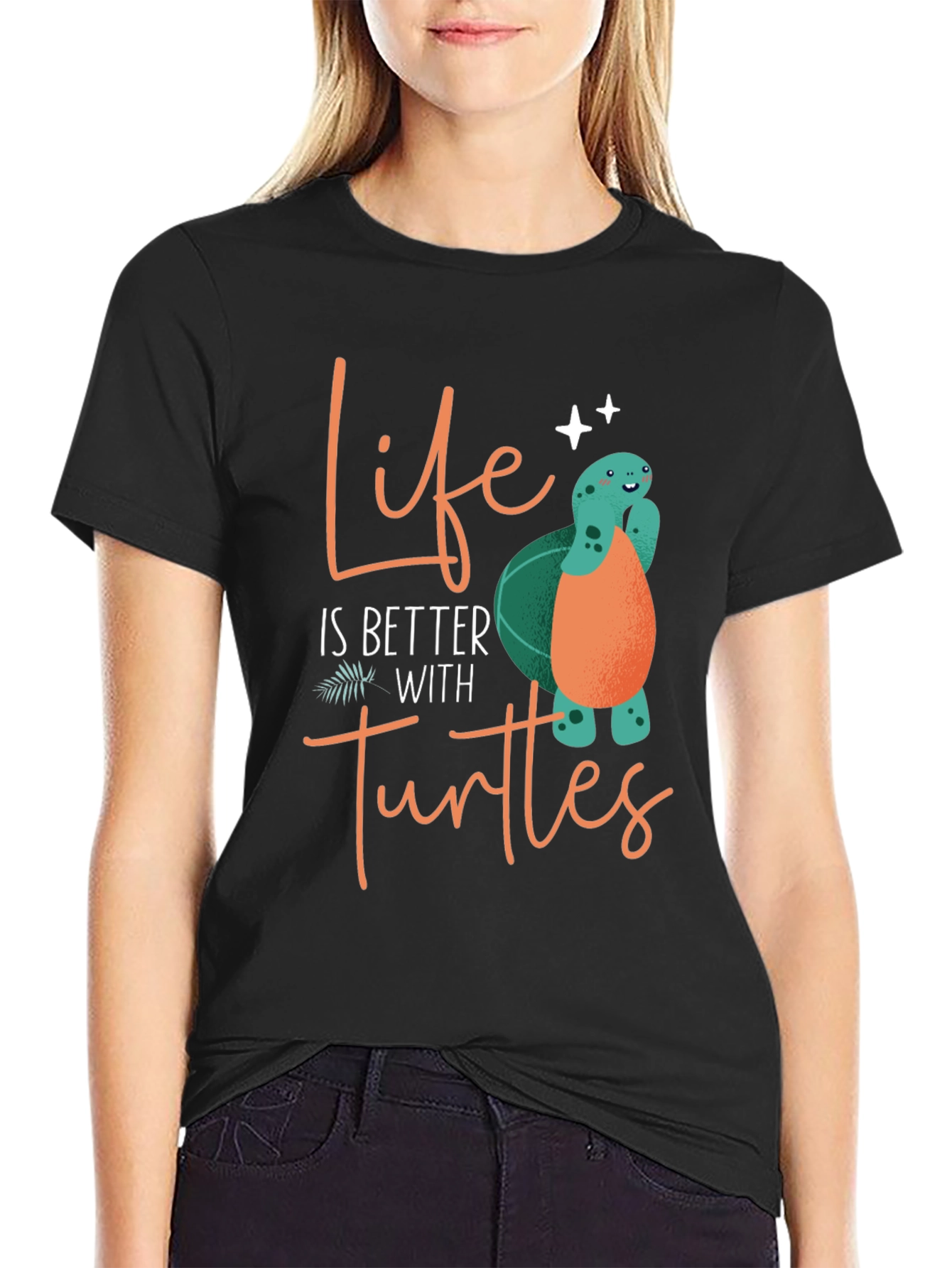 Black Life is Better with Turtles Graphic Tee view 2